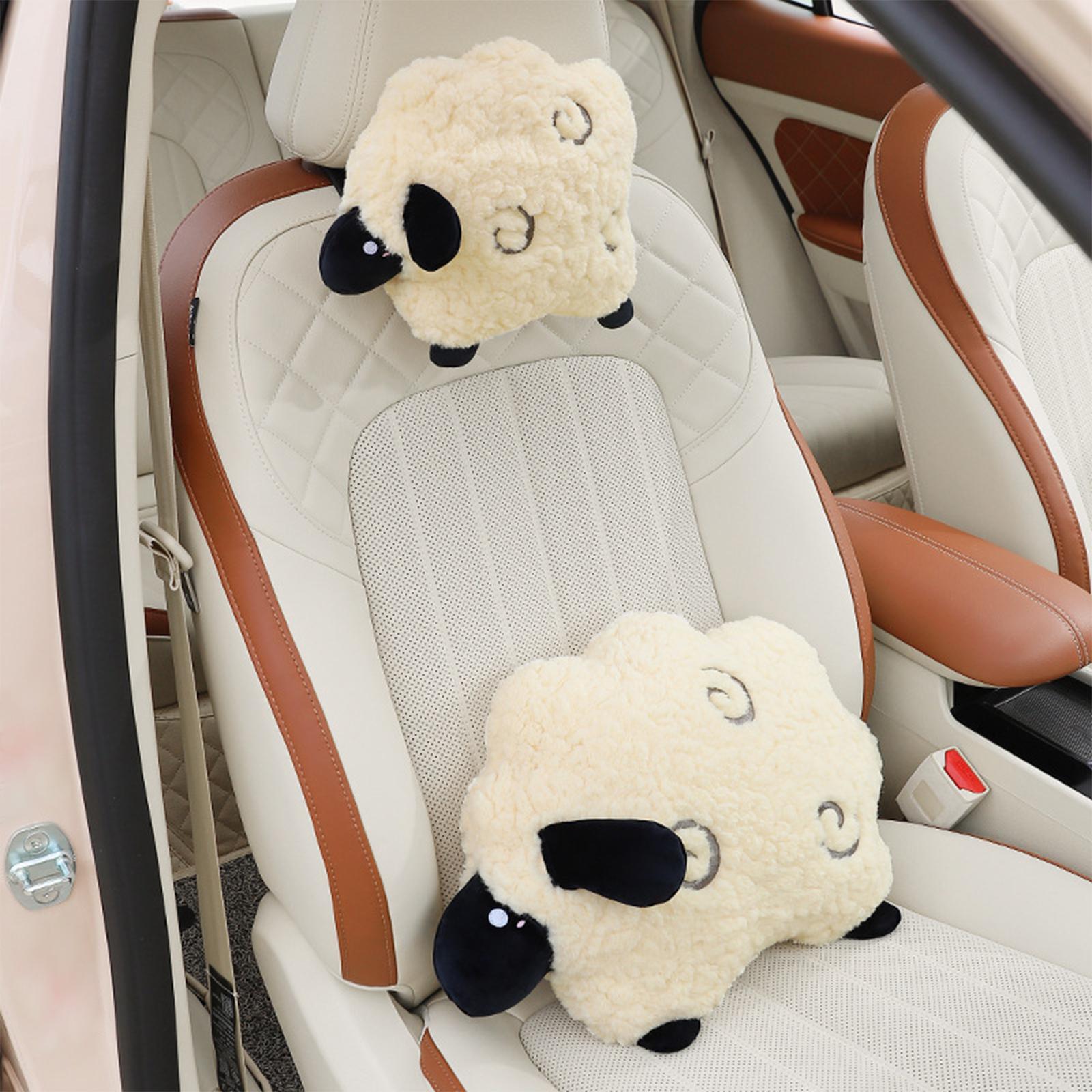 Car Pillow Attachment Car Cushion for Travelling Driving Decor 26cmx27cm Lamb