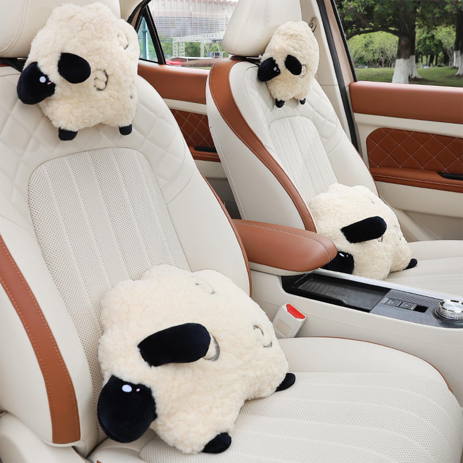 Car Pillow Attachment Car Cushion for Travelling Driving Decor 26cmx27cm Lamb