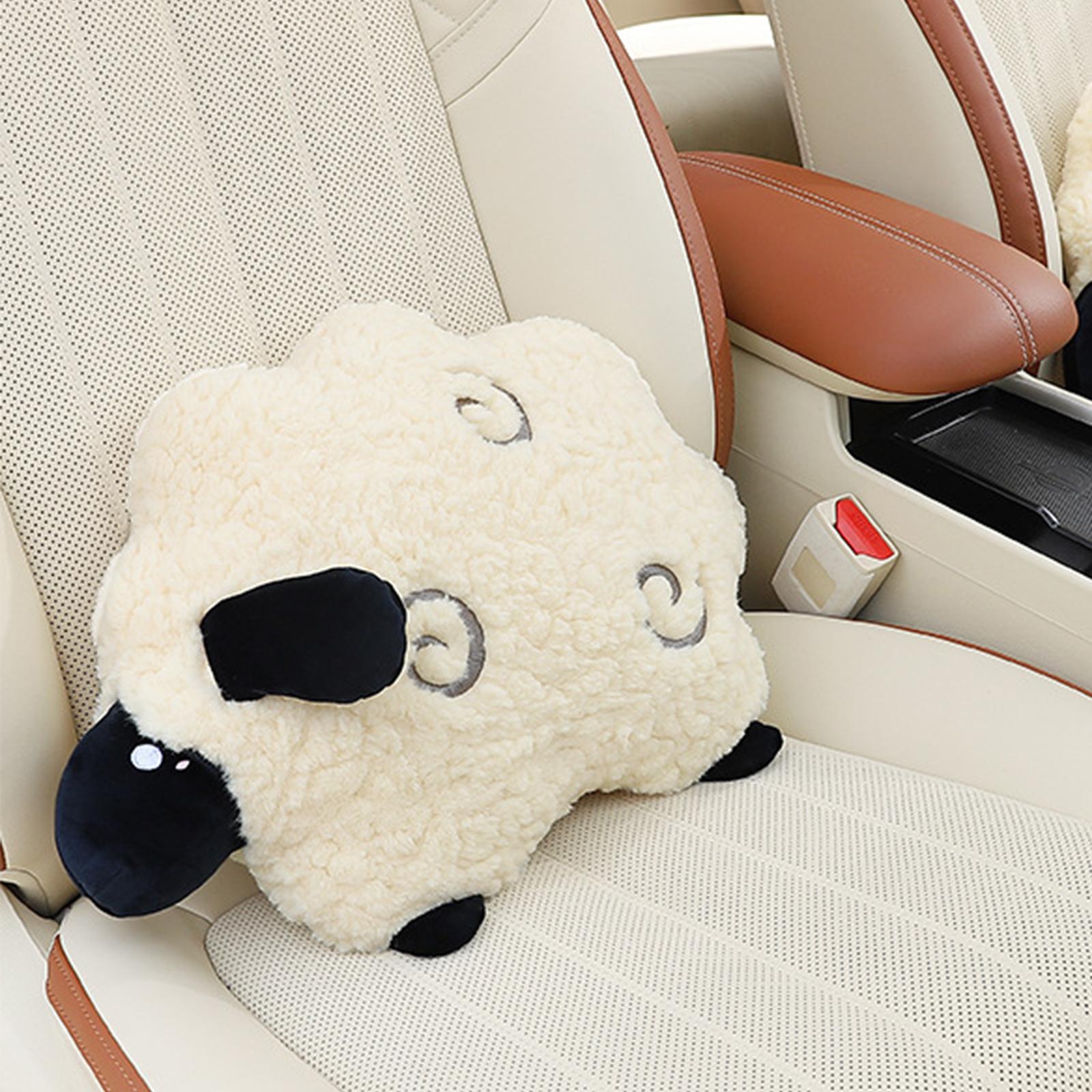 Car Pillow Attachment Car Cushion for Travelling Driving Decor 38cmx36cm Lamb