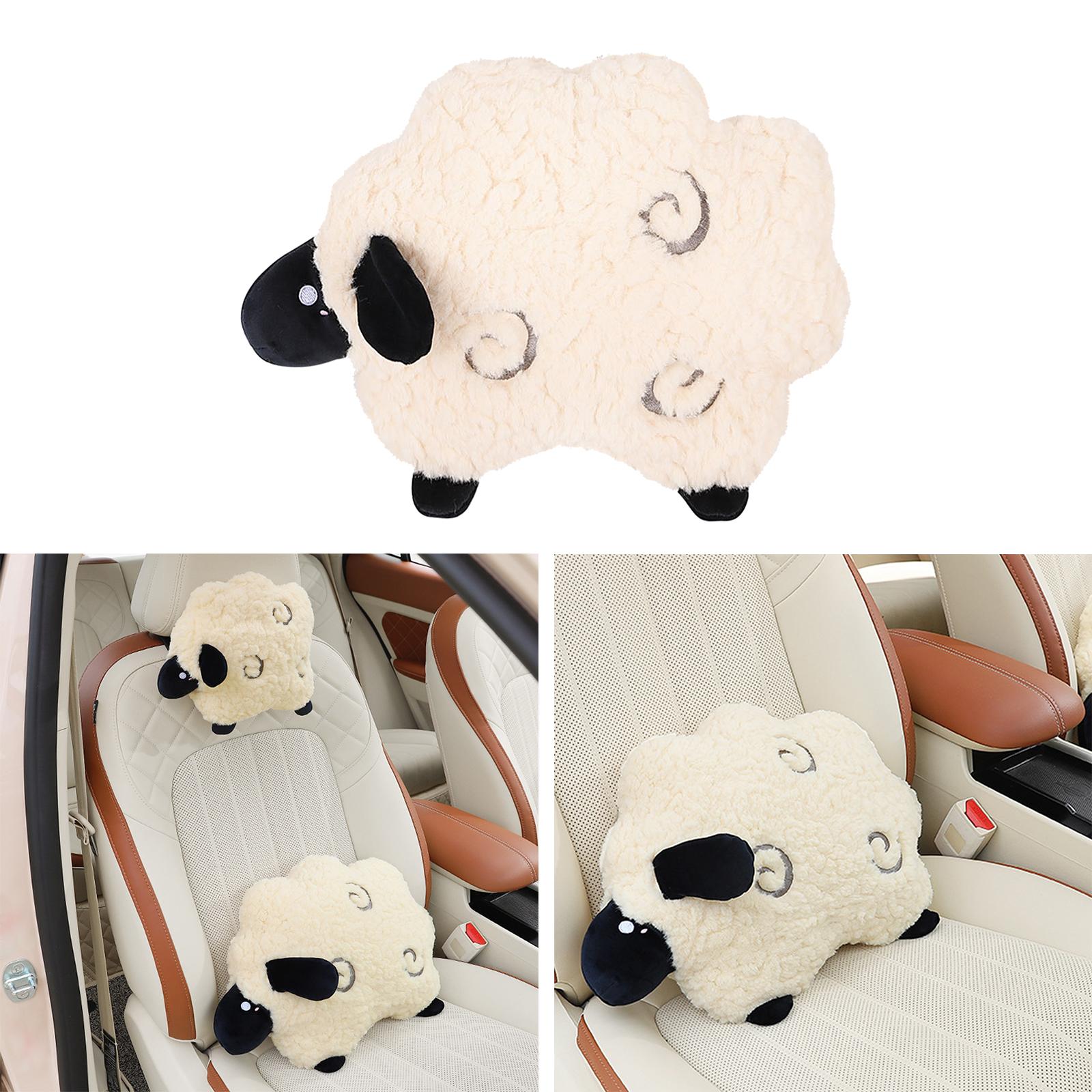 Car Pillow Attachment Car Cushion for Travelling Driving Decor 38cmx36cm Lamb