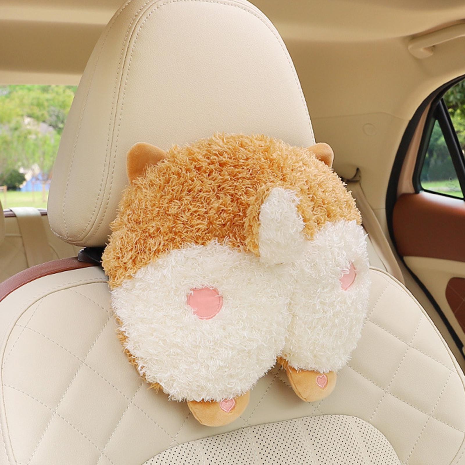 Car Pillow Attachment Car Cushion for Travelling Driving Decor 26cmx27cm Corgi