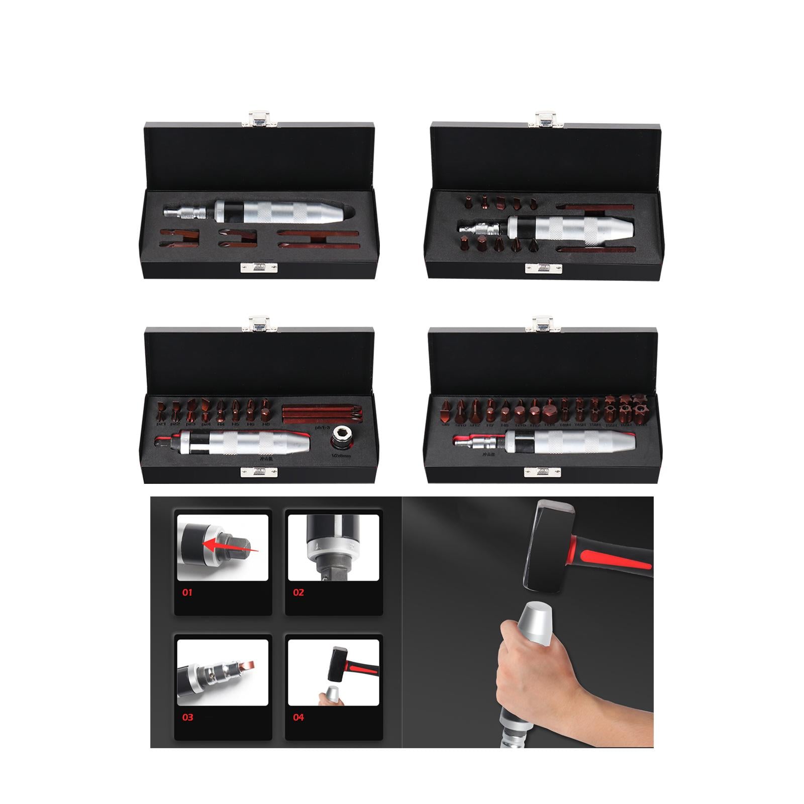 1/2 Manual Hand Impact Driver Set Extractor Durable Hand Impact Driver Tool 8pcs Set"