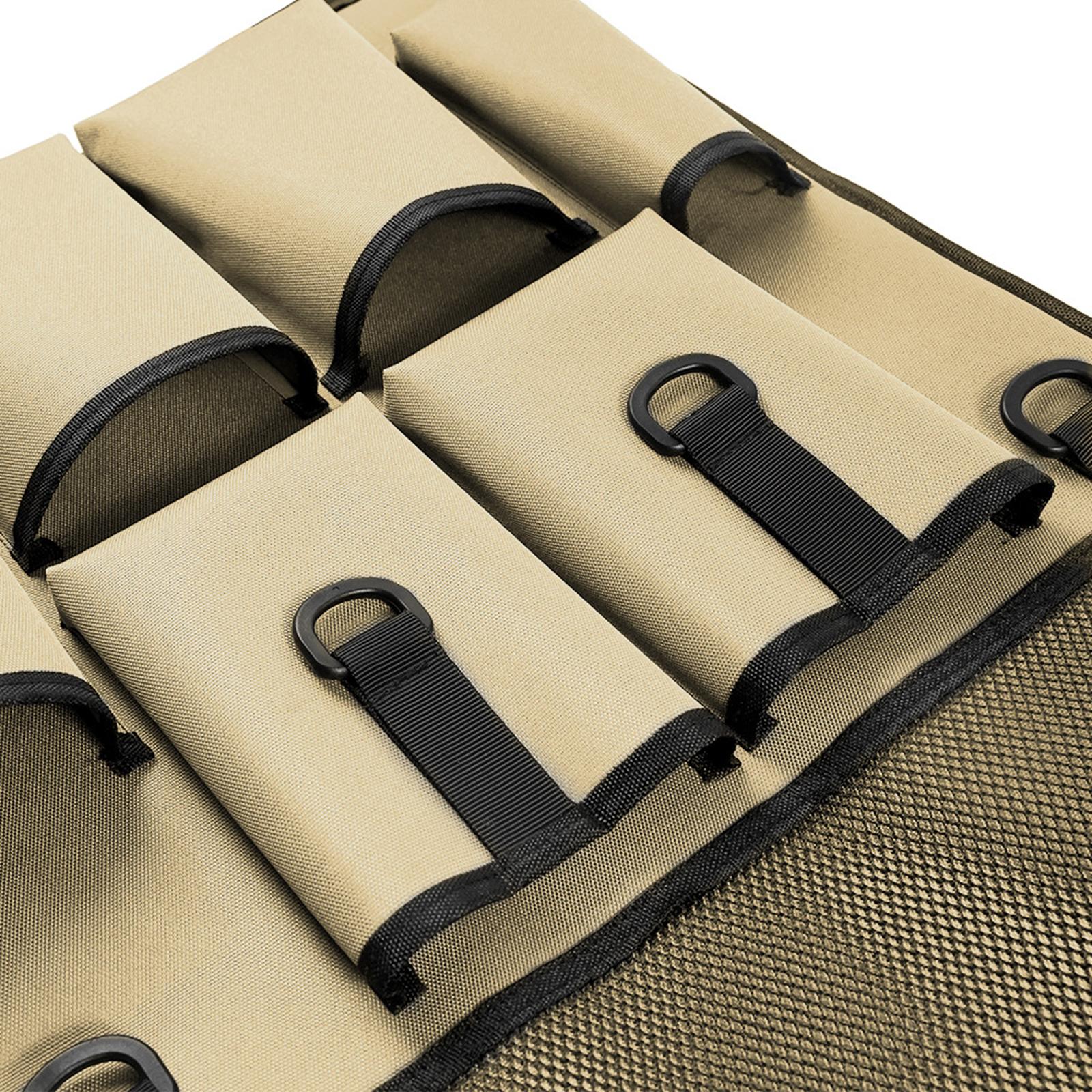 Car Back Seat Organizer Bottle Bag Kick Mat for Snacks Tissue Box Books Khaki