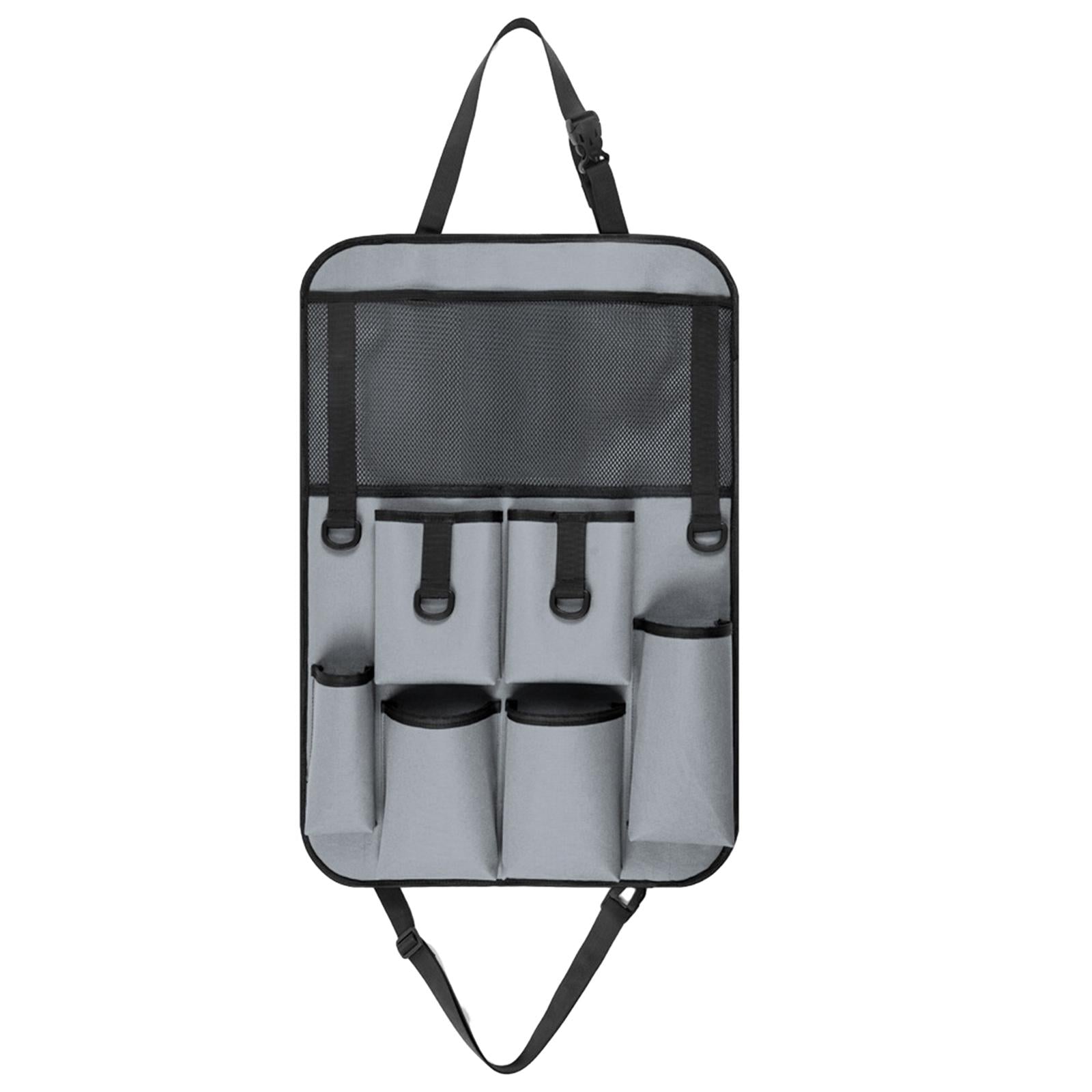 Car Back Seat Organizer Bottle Bag Kick Mat for Snacks Tissue Box Books Gray
