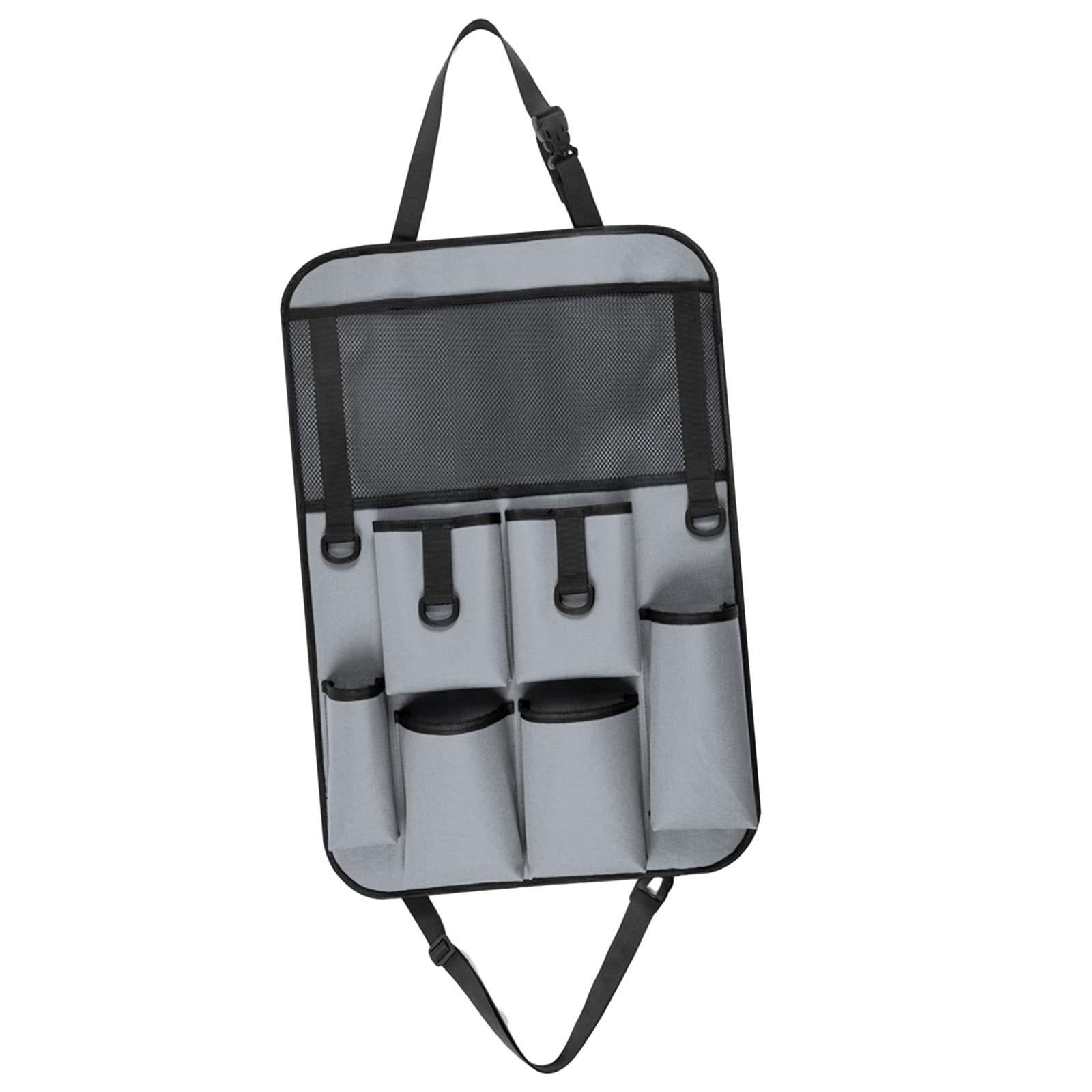 Car Back Seat Organizer Bottle Bag Kick Mat for Snacks Tissue Box Books Gray
