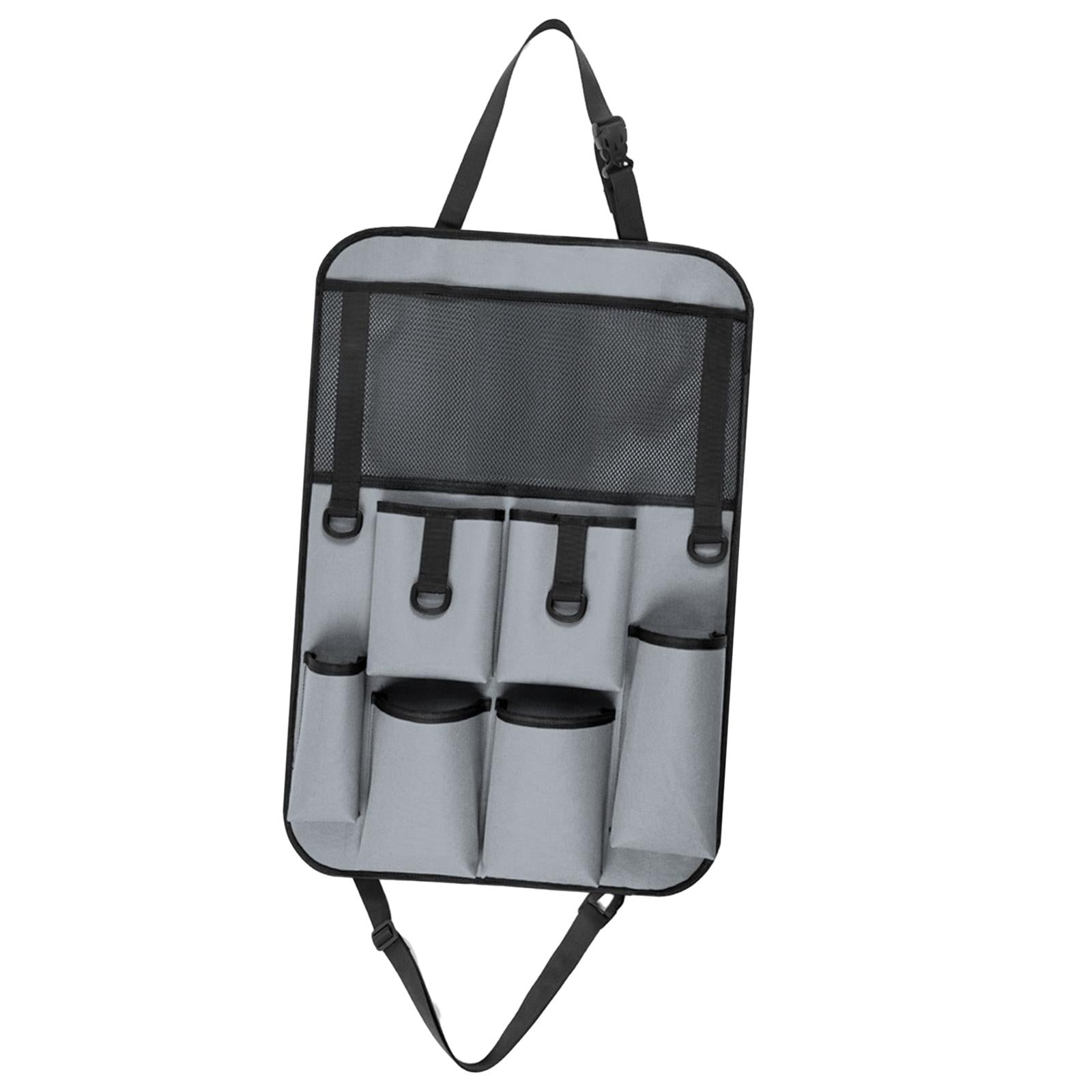 Car Back Seat Organizer Bottle Bag Kick Mat for Snacks Tissue Box Books Gray