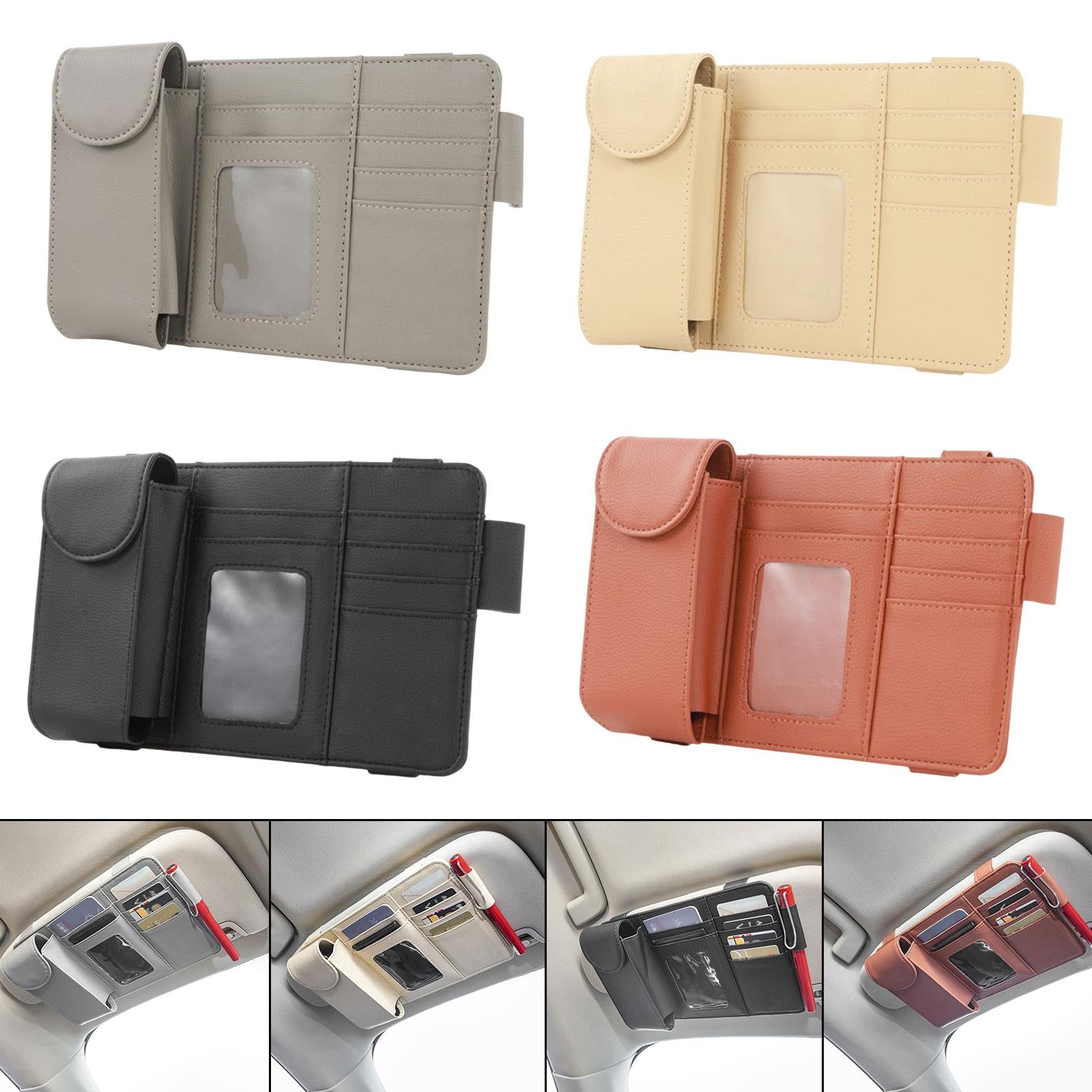 Car Sun Visor Storage Organizer Durable Premium Vehicle Interior Accessories Gray