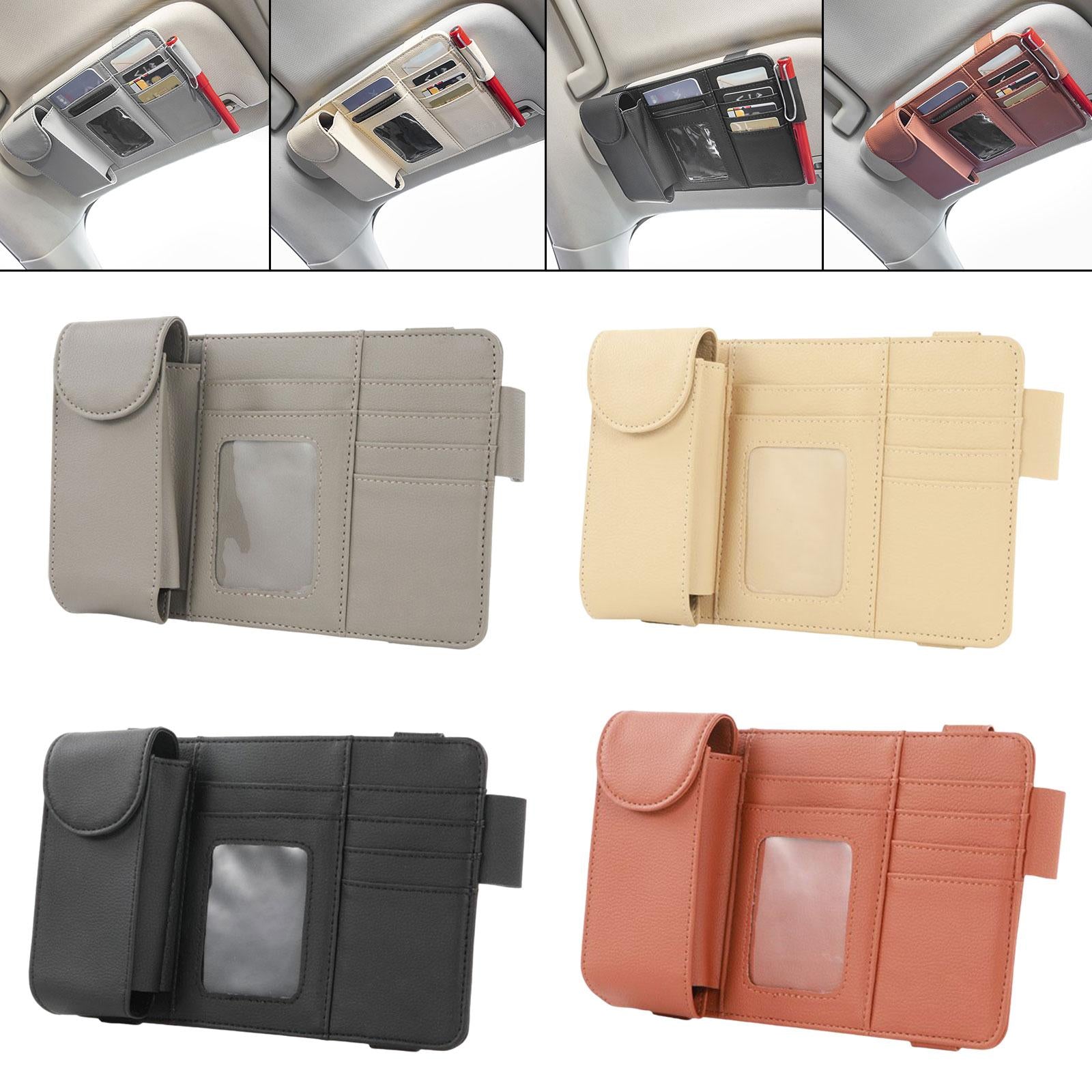 Car Sun Visor Storage Organizer Durable Premium Vehicle Interior Accessories Gray
