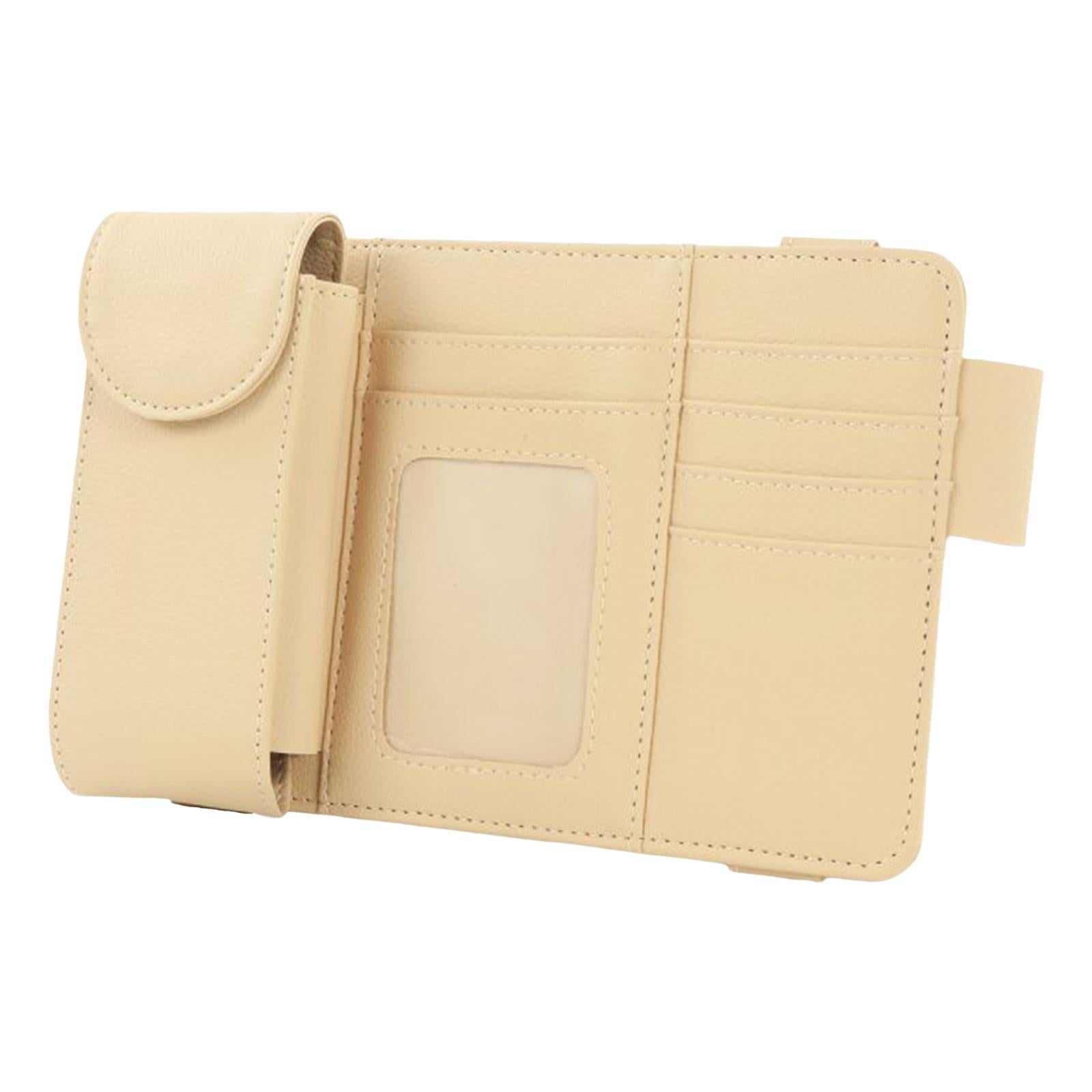 Car Sun Visor Storage Organizer Durable Premium Vehicle Interior Accessories Beige