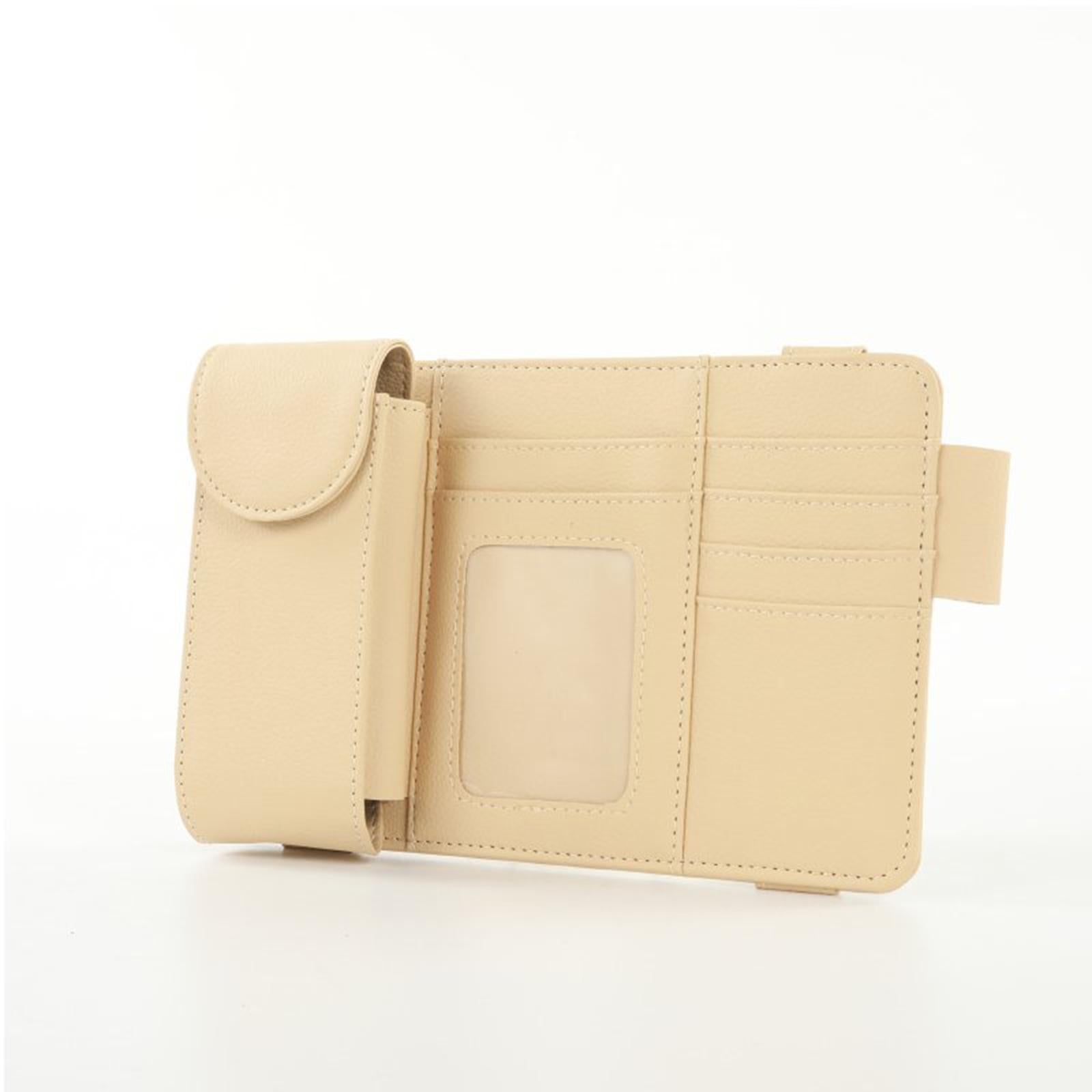 Car Sun Visor Storage Organizer Durable Premium Vehicle Interior Accessories Beige