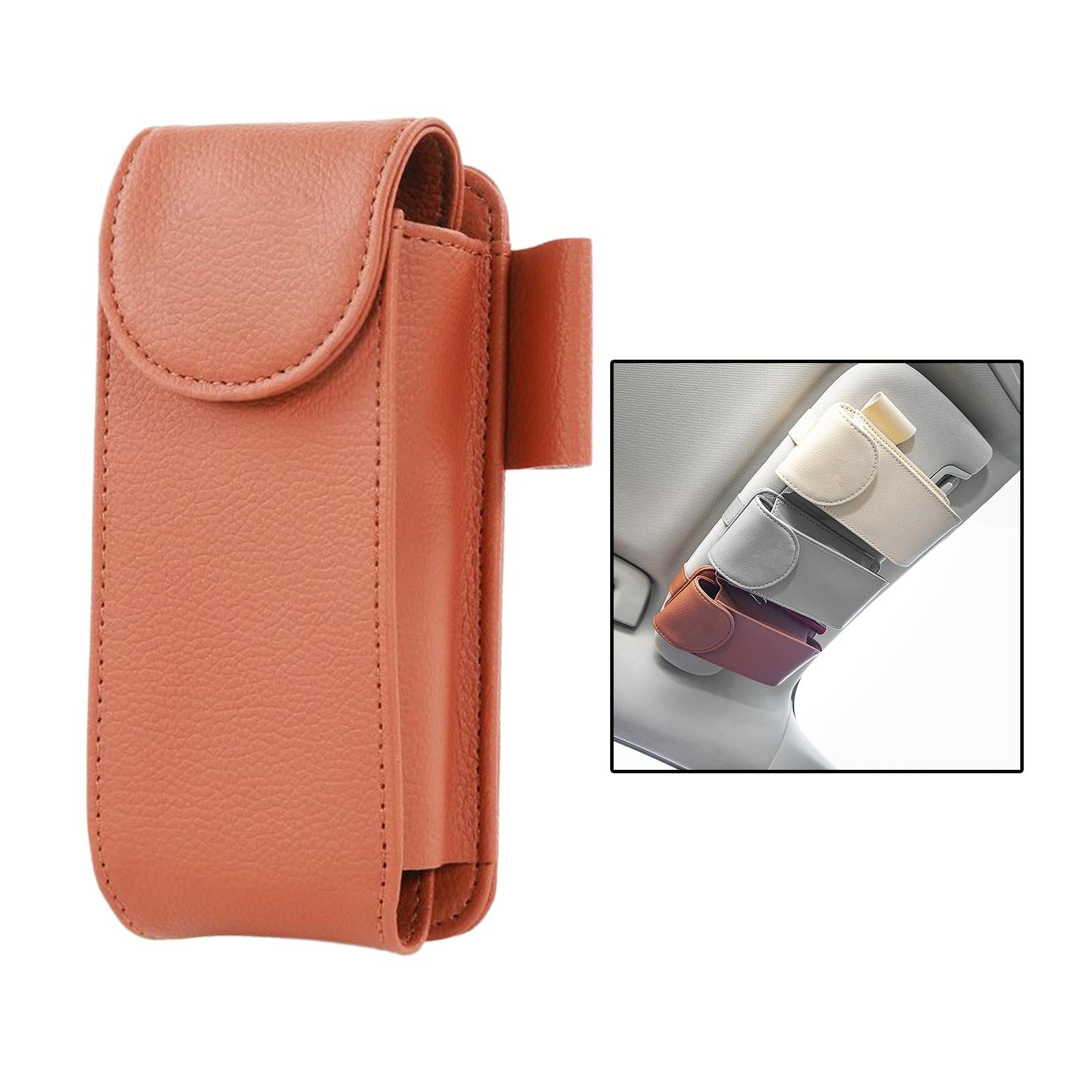 Sunglasses Holders for Car Sun Visor Universal for Automobile Truck SUV Brown