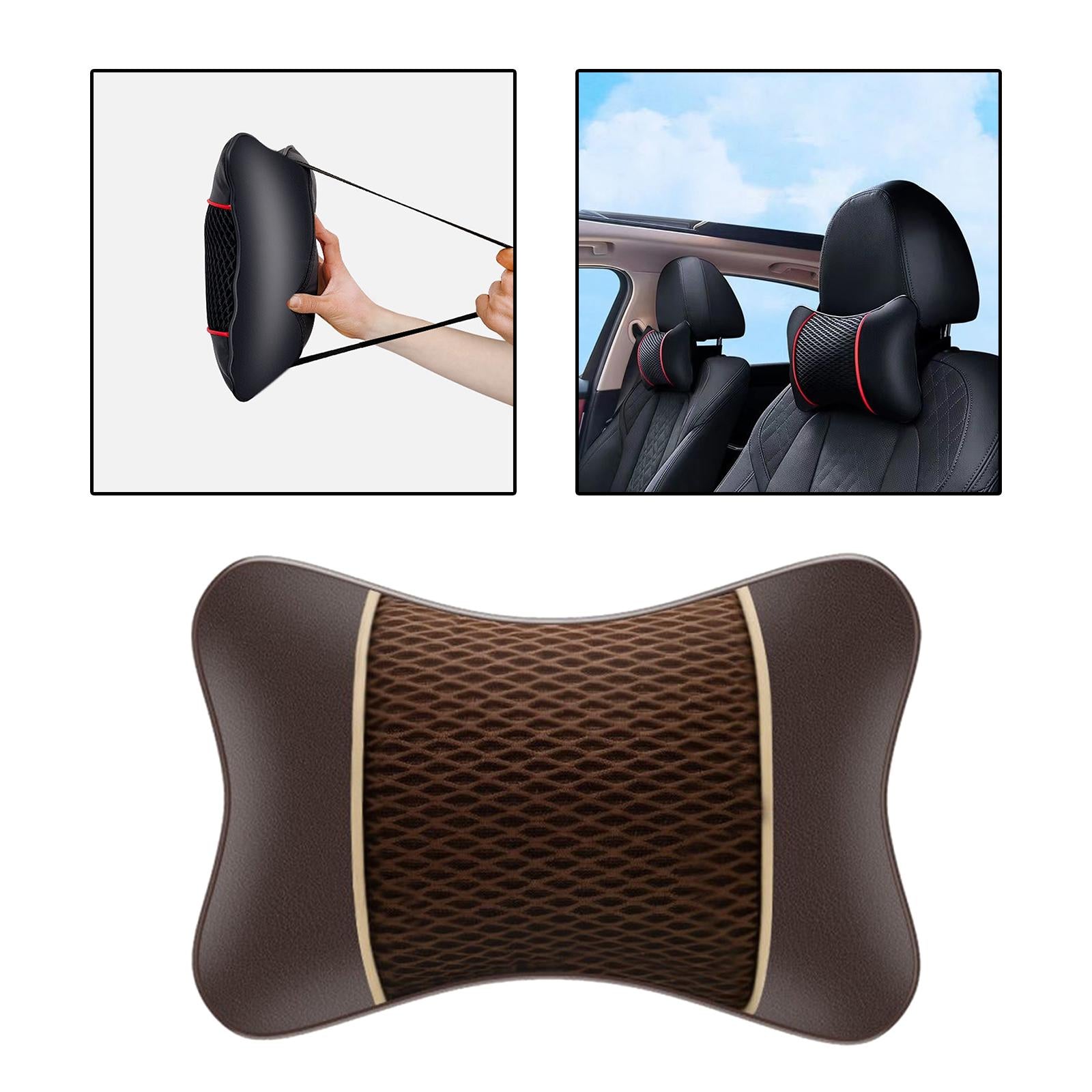 Car Headrest Pillow Ergonomic Car Neck Pillow for Trucks Suvs Cars Brown