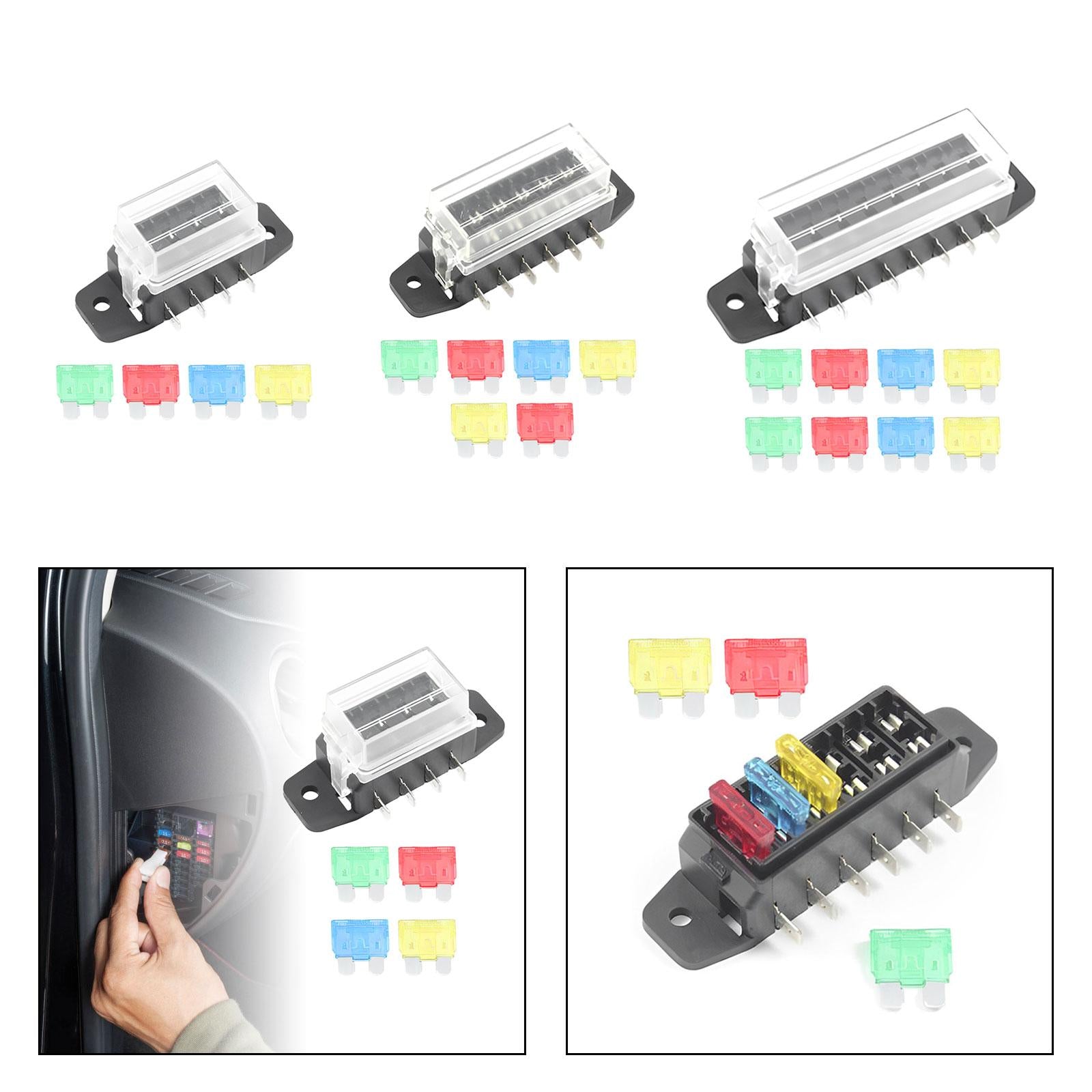 Car Auto Standard Blade Fuse Board Box Convenient Assemble Transparent Cover 4 Way Blade
