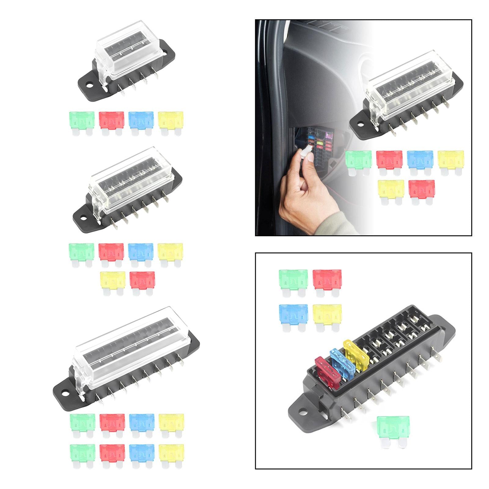 Car Auto Standard Blade Fuse Board Box Convenient Assemble Transparent Cover 4 Way Blade