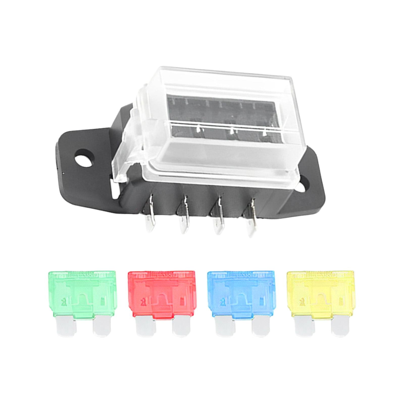 Car Auto Standard Blade Fuse Board Box Convenient Assemble Transparent Cover 4 Way Blade