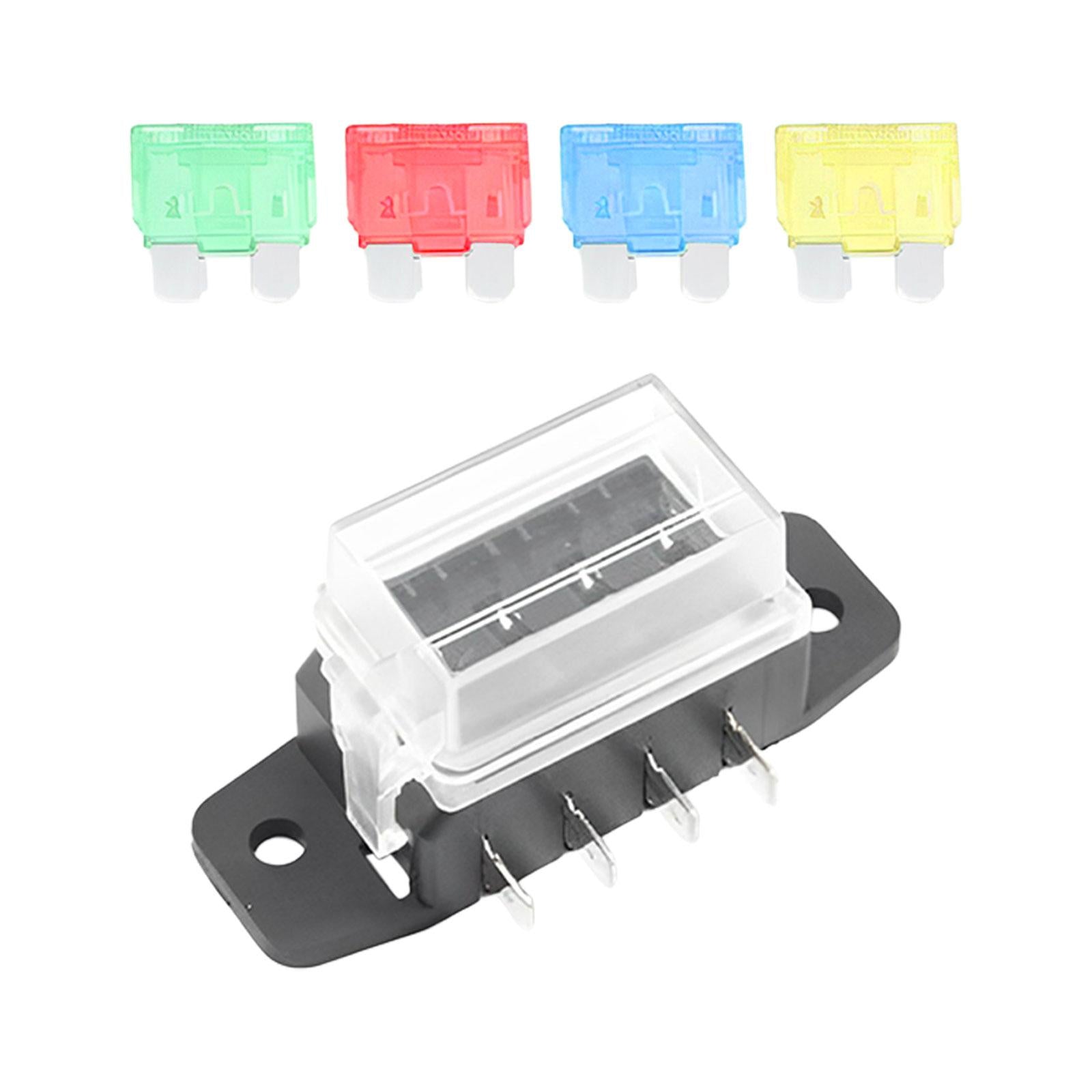 Car Auto Standard Blade Fuse Board Box Convenient Assemble Transparent Cover 4 Way Blade