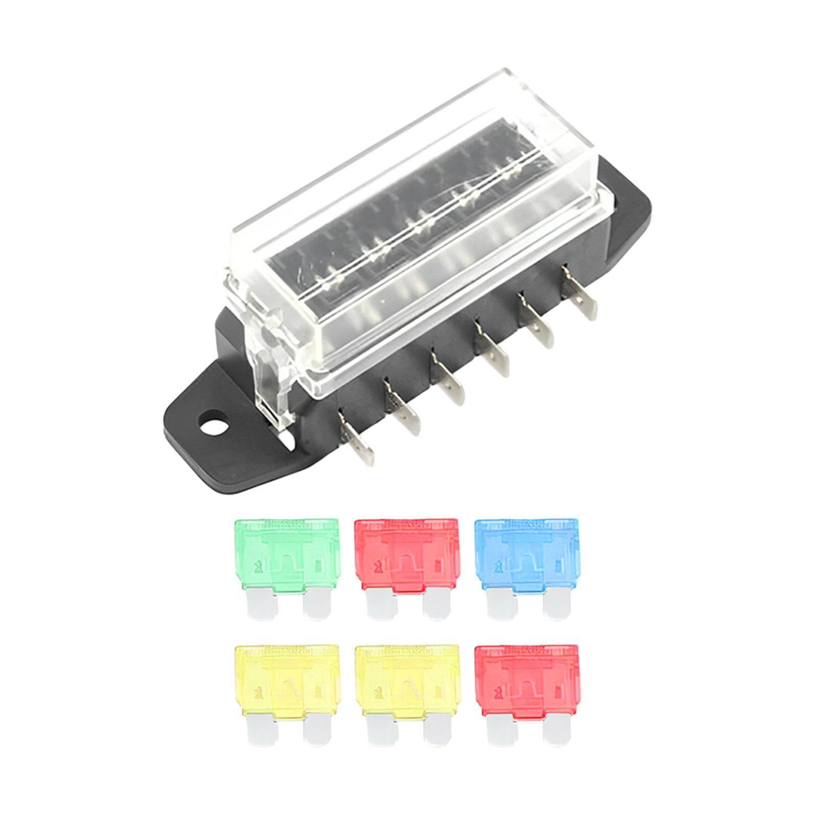 Car Auto Standard Blade Fuse Board Box Convenient Assemble Transparent Cover 6 Way Blade