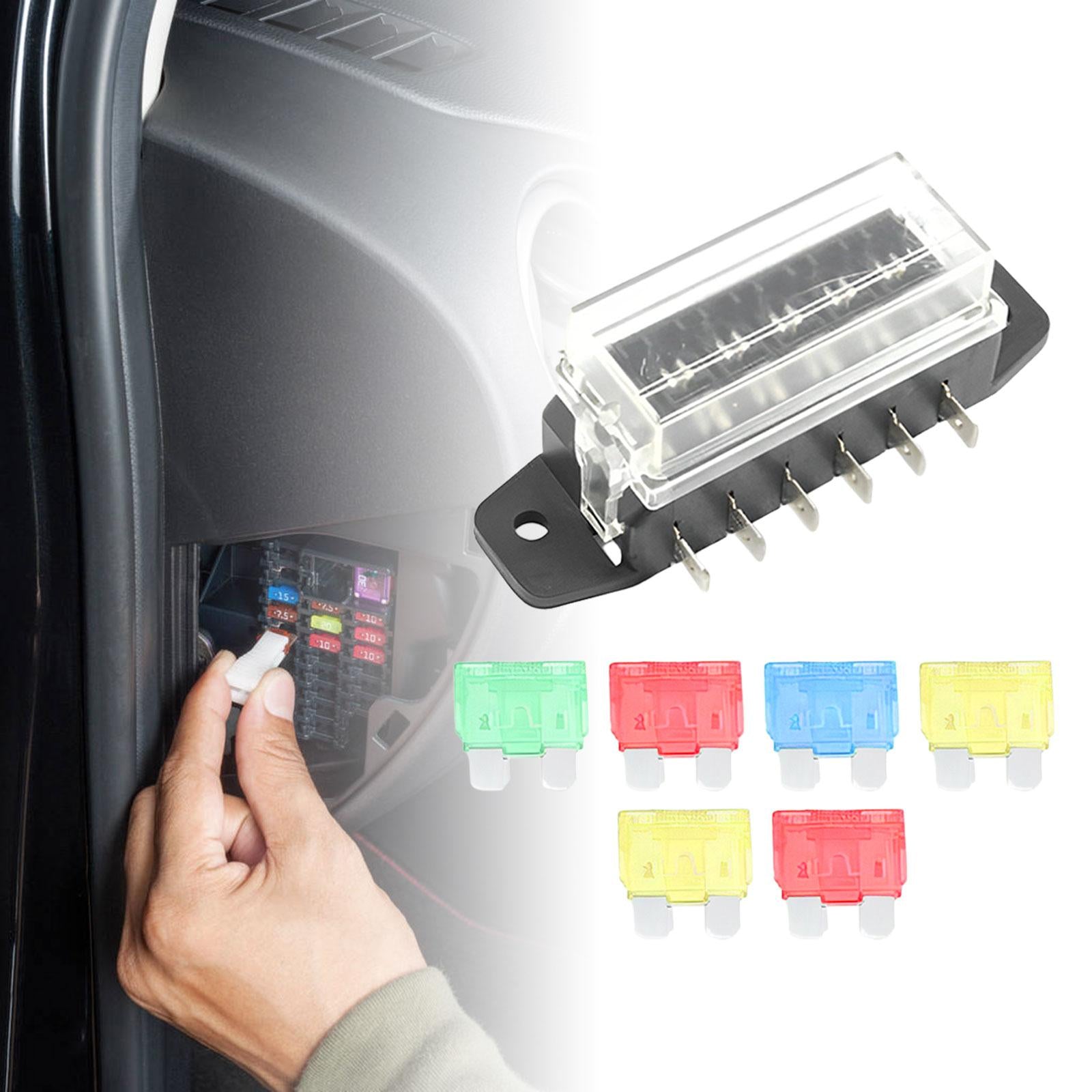 Car Auto Standard Blade Fuse Board Box Convenient Assemble Transparent Cover 6 Way Blade