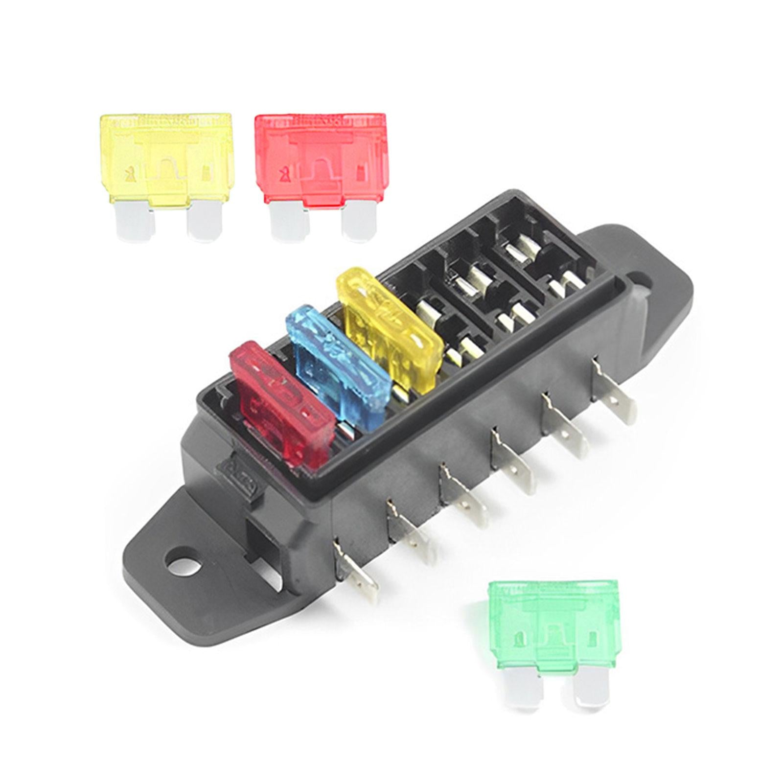 Car Auto Standard Blade Fuse Board Box Convenient Assemble Transparent Cover 6 Way Blade