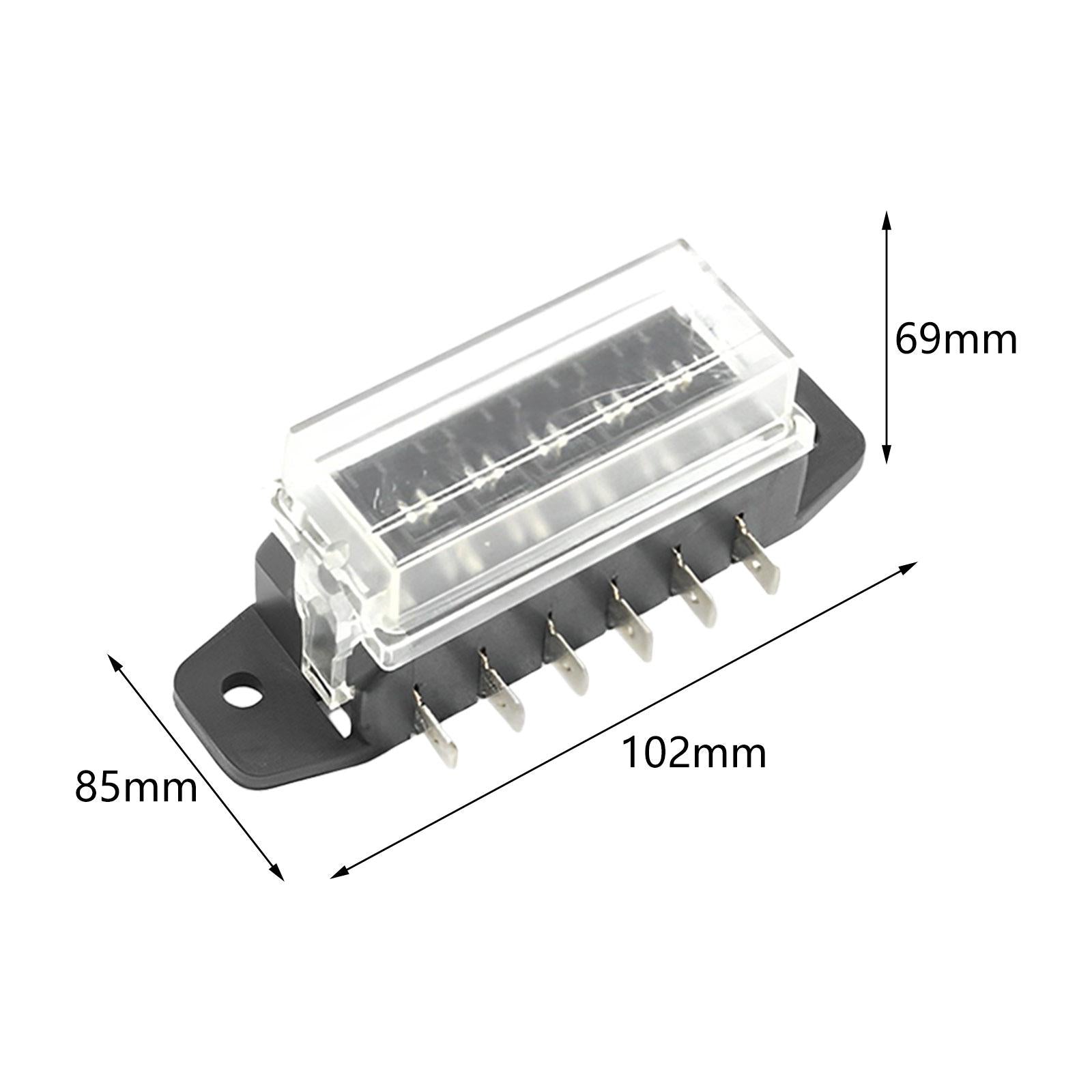 Car Auto Standard Blade Fuse Board Box Convenient Assemble Transparent Cover 6 Way Blade