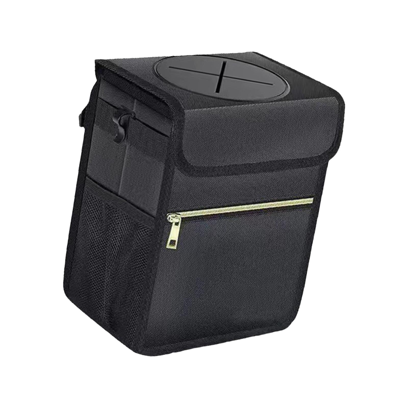Car Garbage Can Car Trash Bin Organizer Multipurpose Black Durable Leakproof