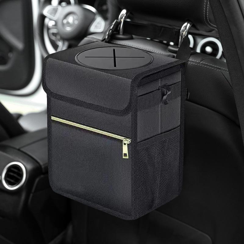 Car Garbage Can Car Trash Bin Organizer Multipurpose Black Durable Leakproof