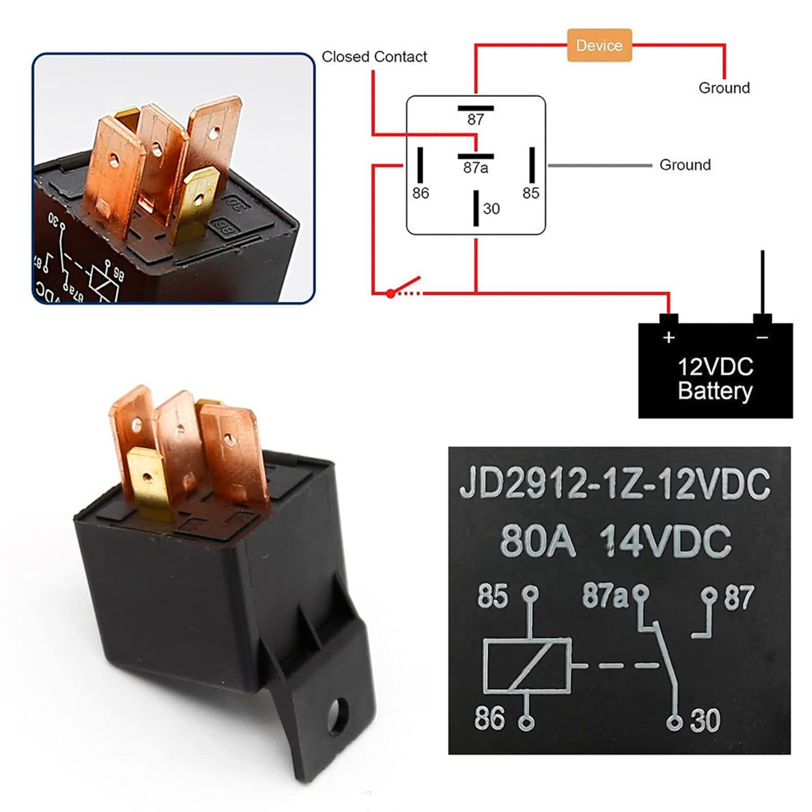 Car Relay with Harness 80Amp 12V Jd2912-1Z-12VDC for Vehicle Motorcycle