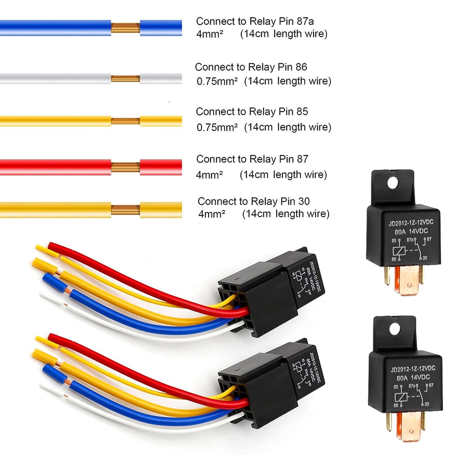 Car Relay with Harness 80Amp 12V Jd2912-1Z-12VDC for Vehicle Motorcycle