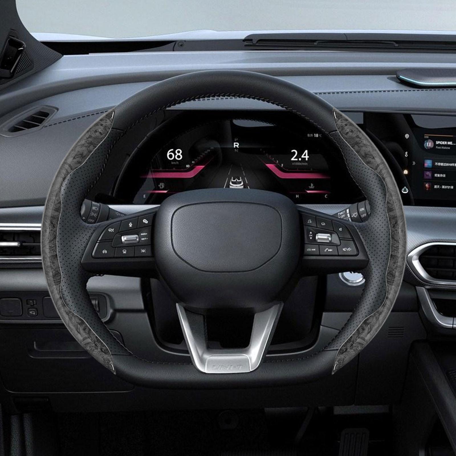 2 Pieces Car Steering Wheel Covers Durable Smooth Auto Interior Accessories black