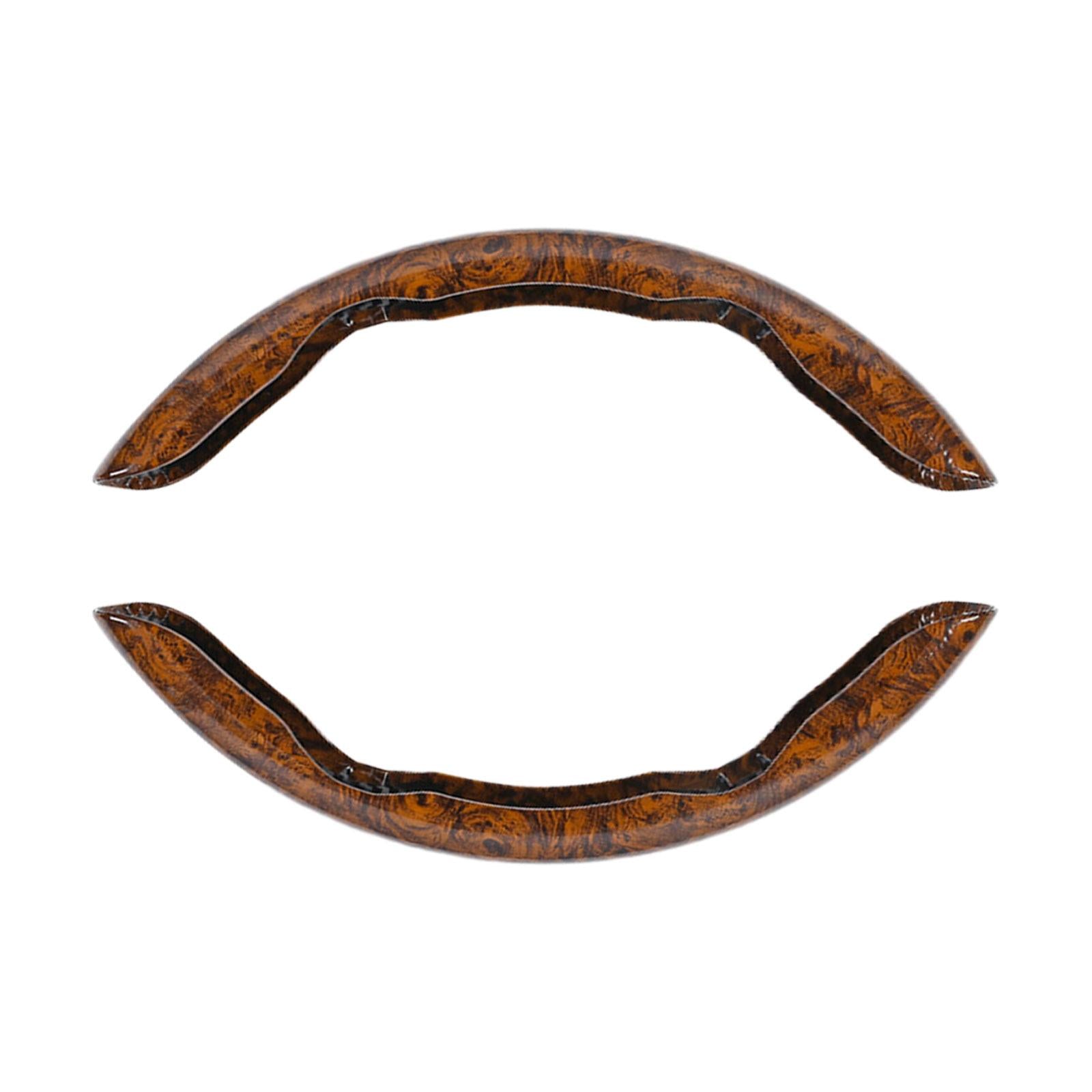 2 Pieces Car Steering Wheel Covers Durable Smooth Auto Interior Accessories brown