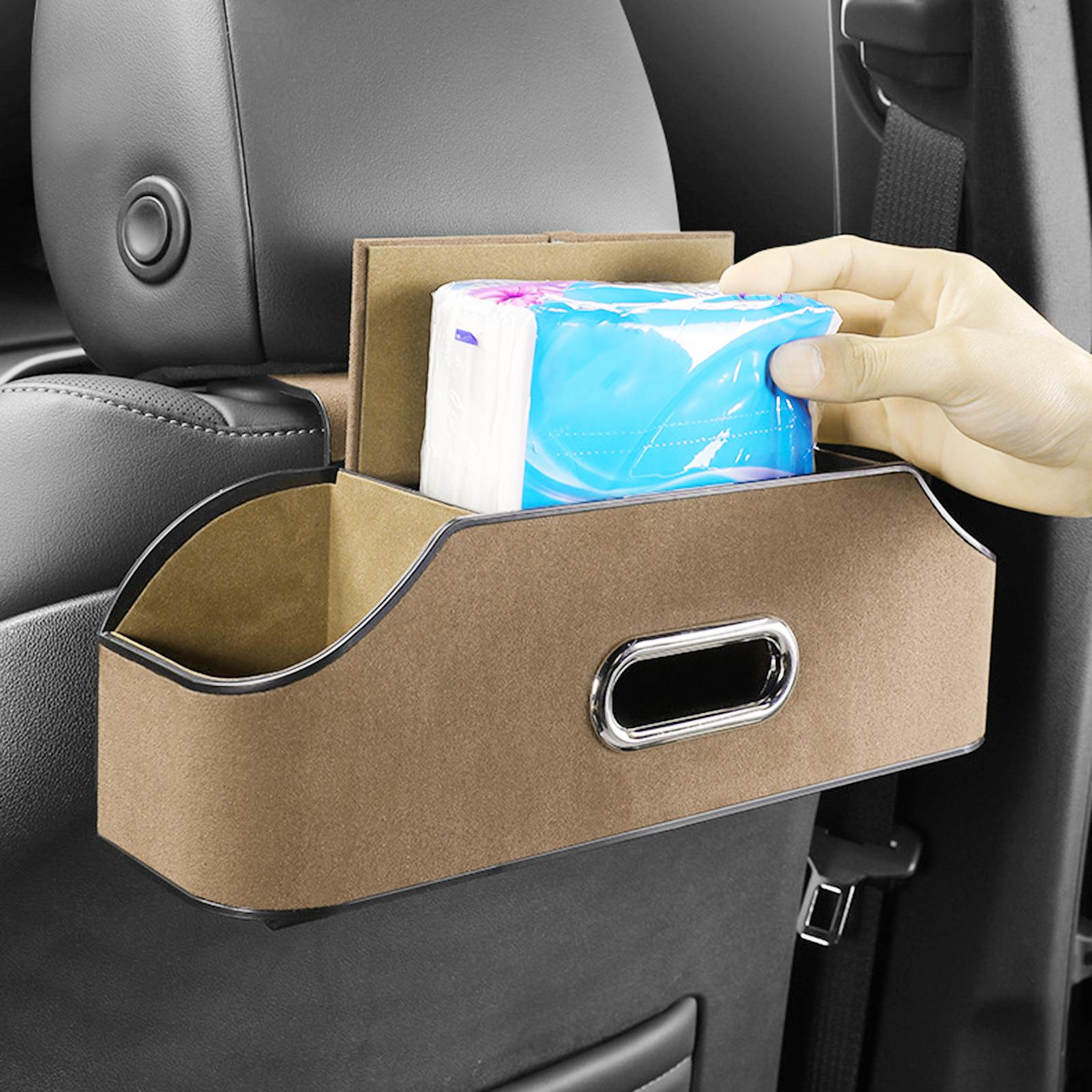 Car Headrest Organizer with 2 Drink Cup Holder for Travel Baby Toddlers Beige