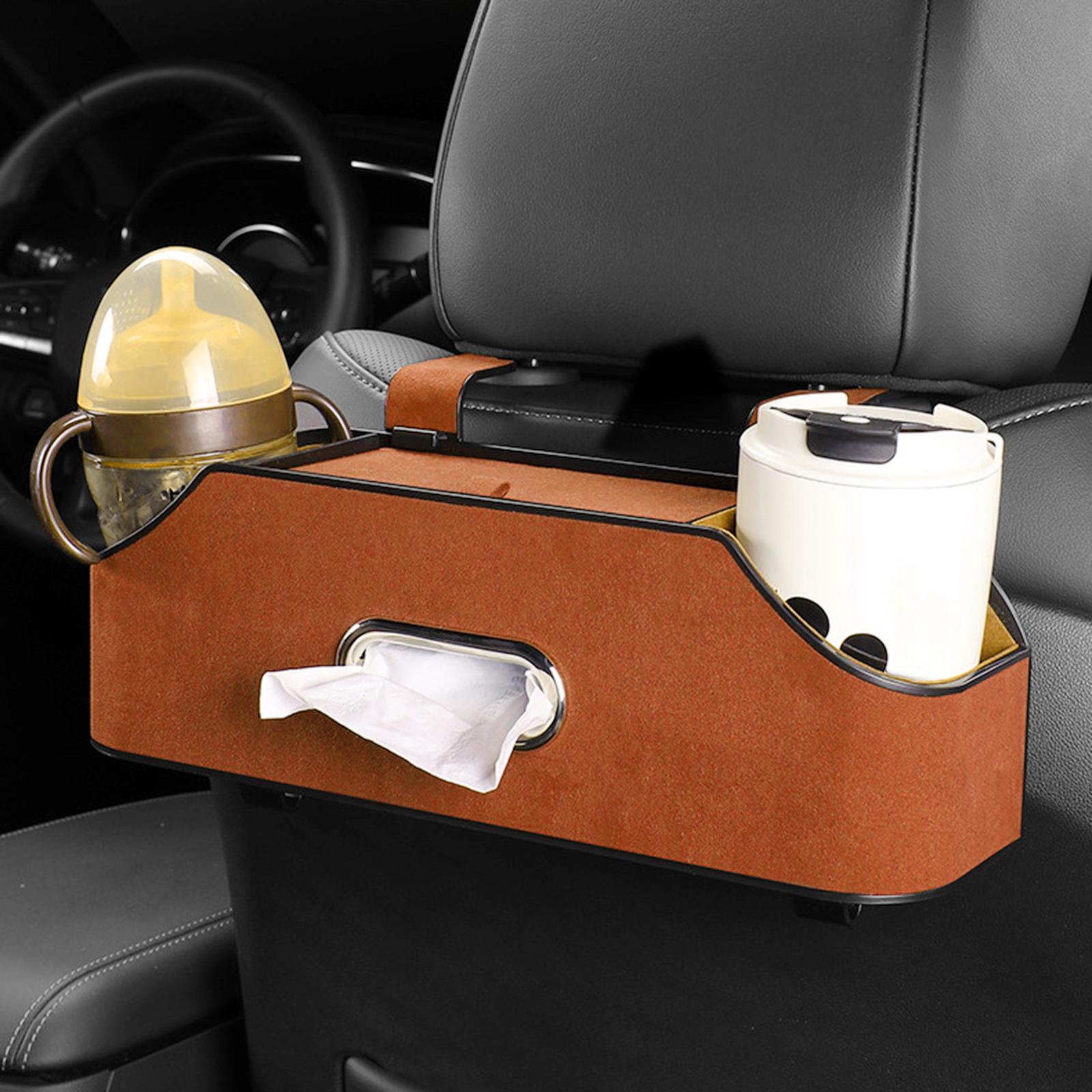 Car Headrest Organizer with 2 Drink Cup Holder for Travel Baby Toddlers Orange