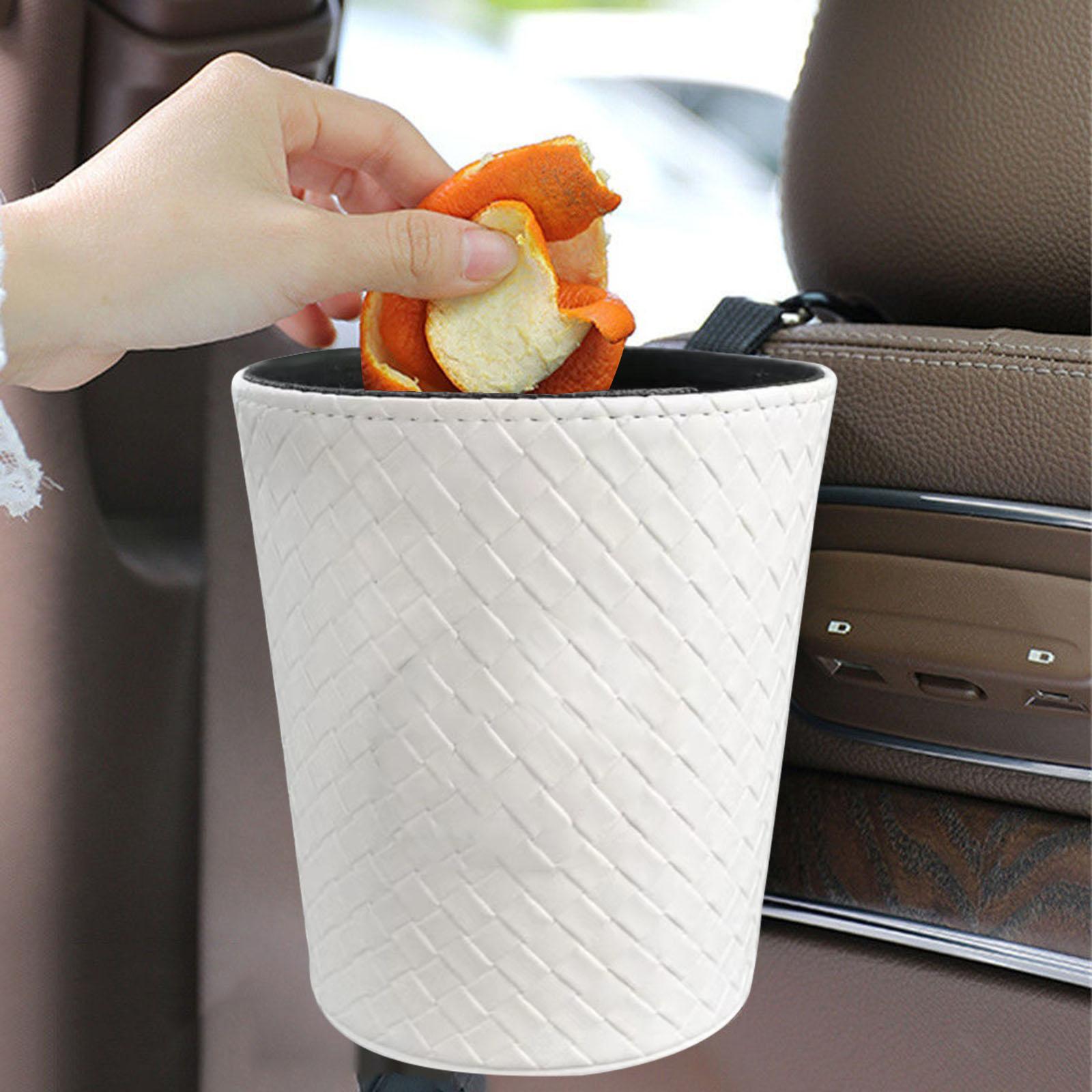 Car Trash Can Multipurpose Portable Waterproof Universal Leakproof Trash Bin White