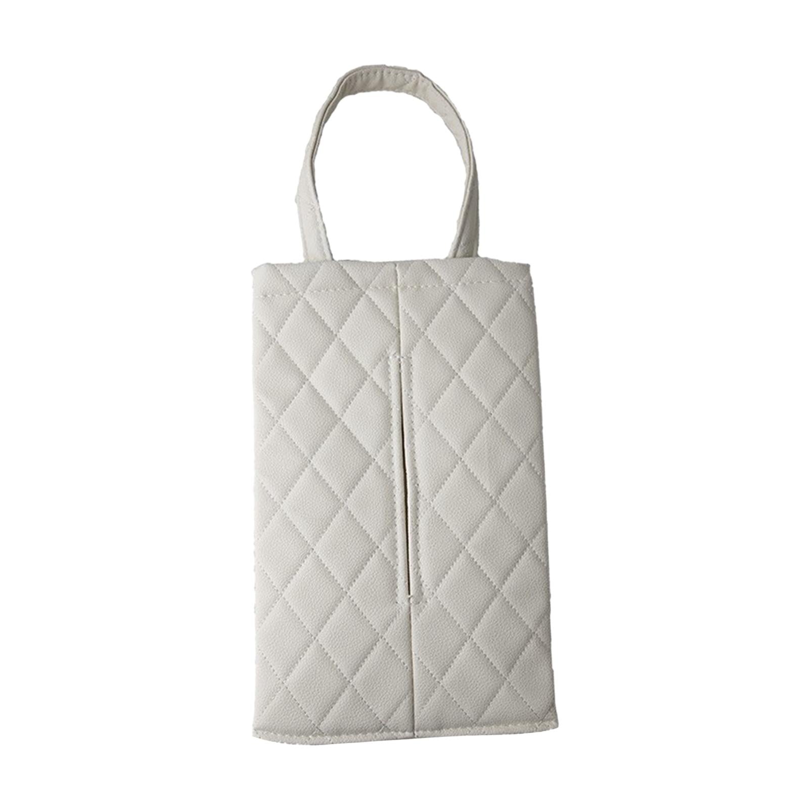Car Seat Tissue Bag Portable Paper Towel Cover for Outdoor Desk Kitchen white