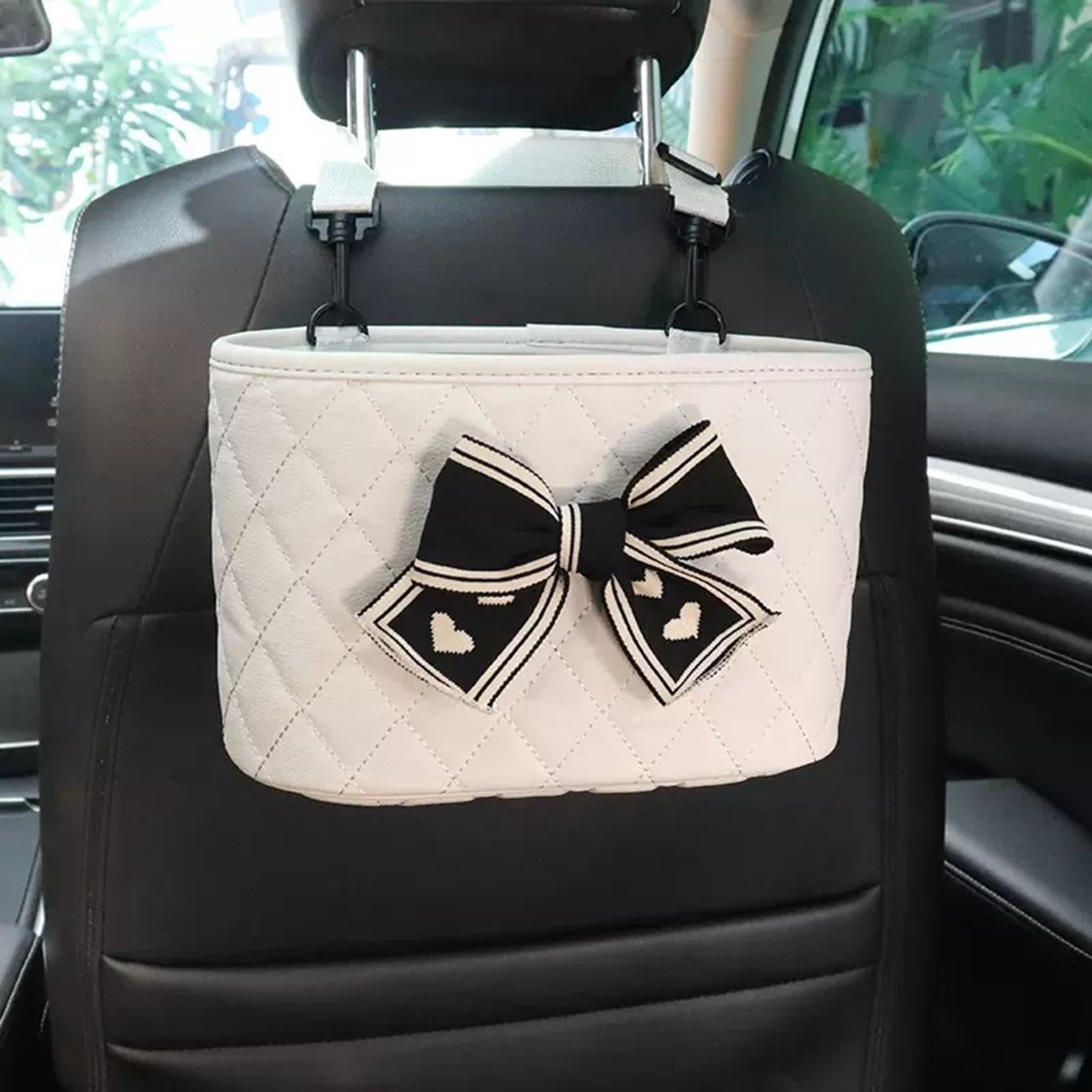 Car Backseat Organizer Waterproof for Water Cup Drink Cup Purse Storage White Black