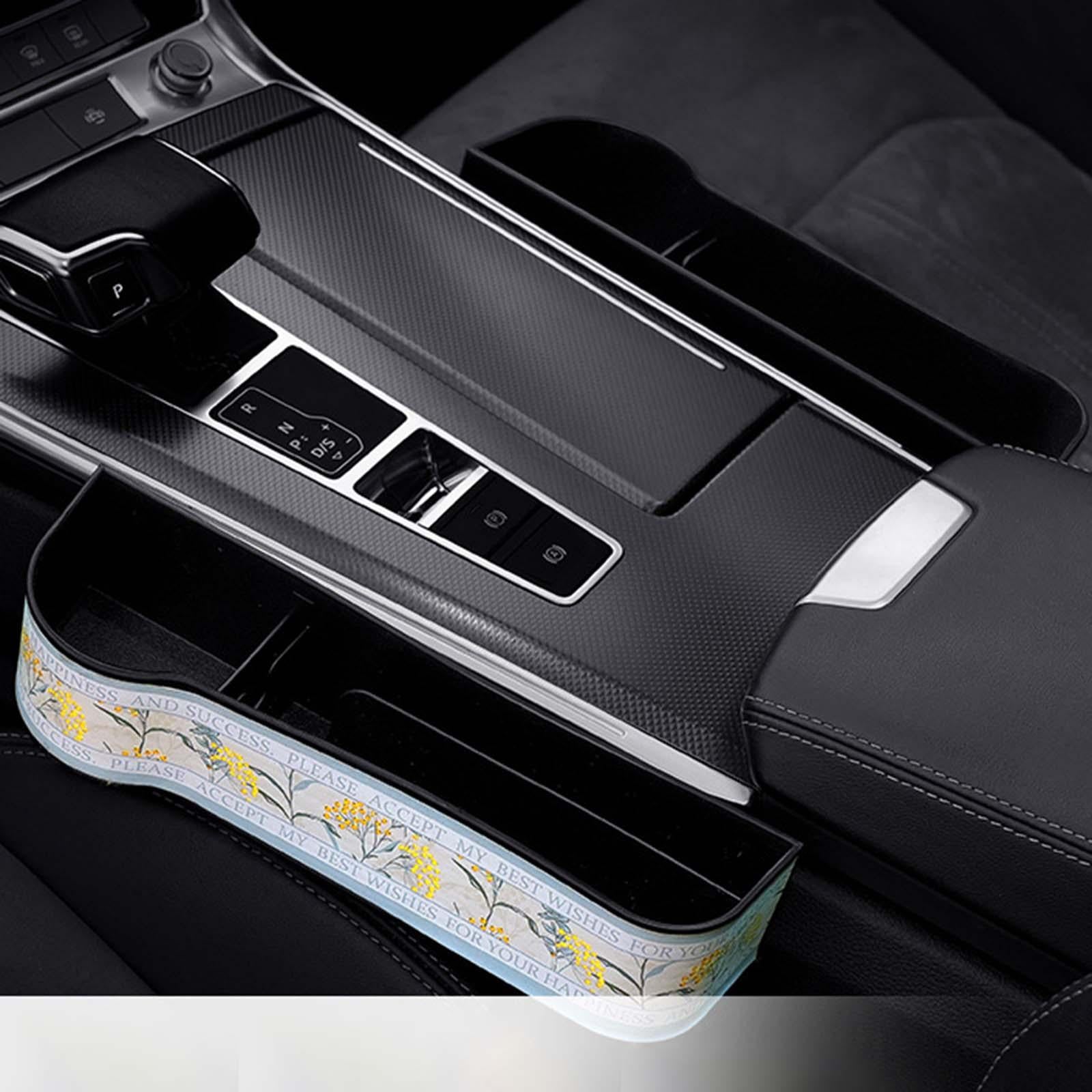Car Front Seat Slit Storage Box with Bottle Organizer Durable Multifunctional Driver Seat