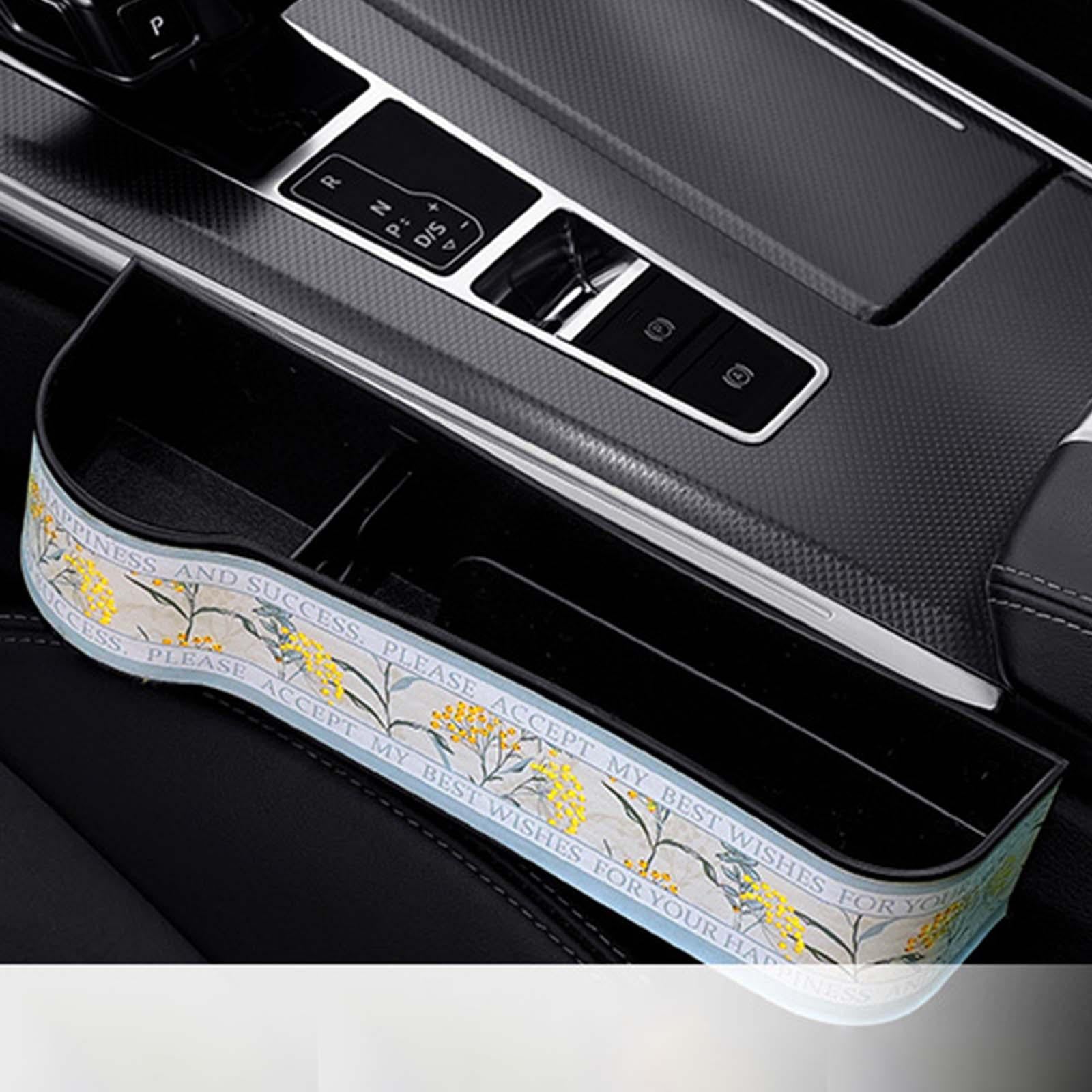 Car Front Seat Slit Storage Box with Bottle Organizer Durable Multifunctional Passenger Seat
