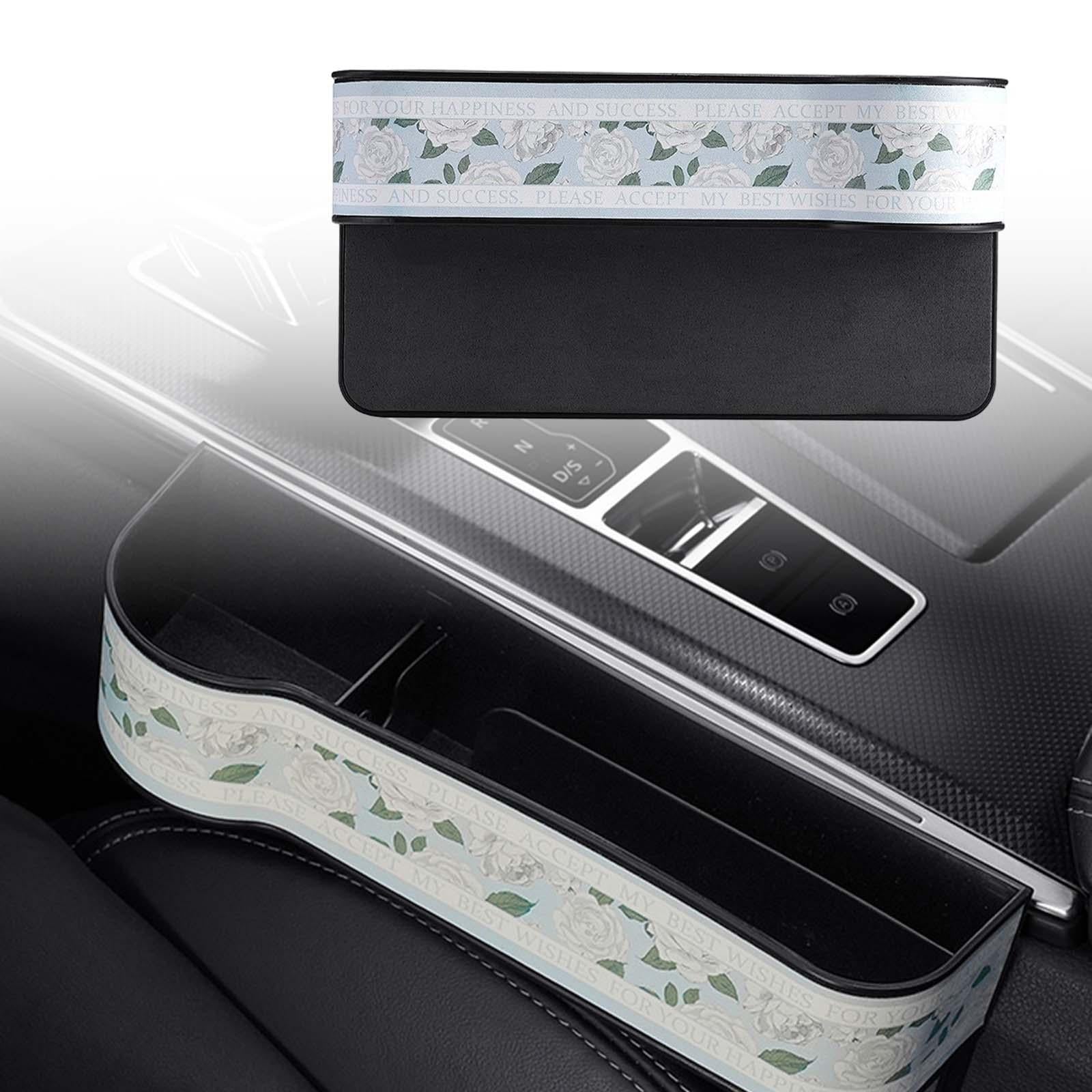 Car Front Seat Slit Organizer Filler with Cup Holder Rose Pattern Driver Seat