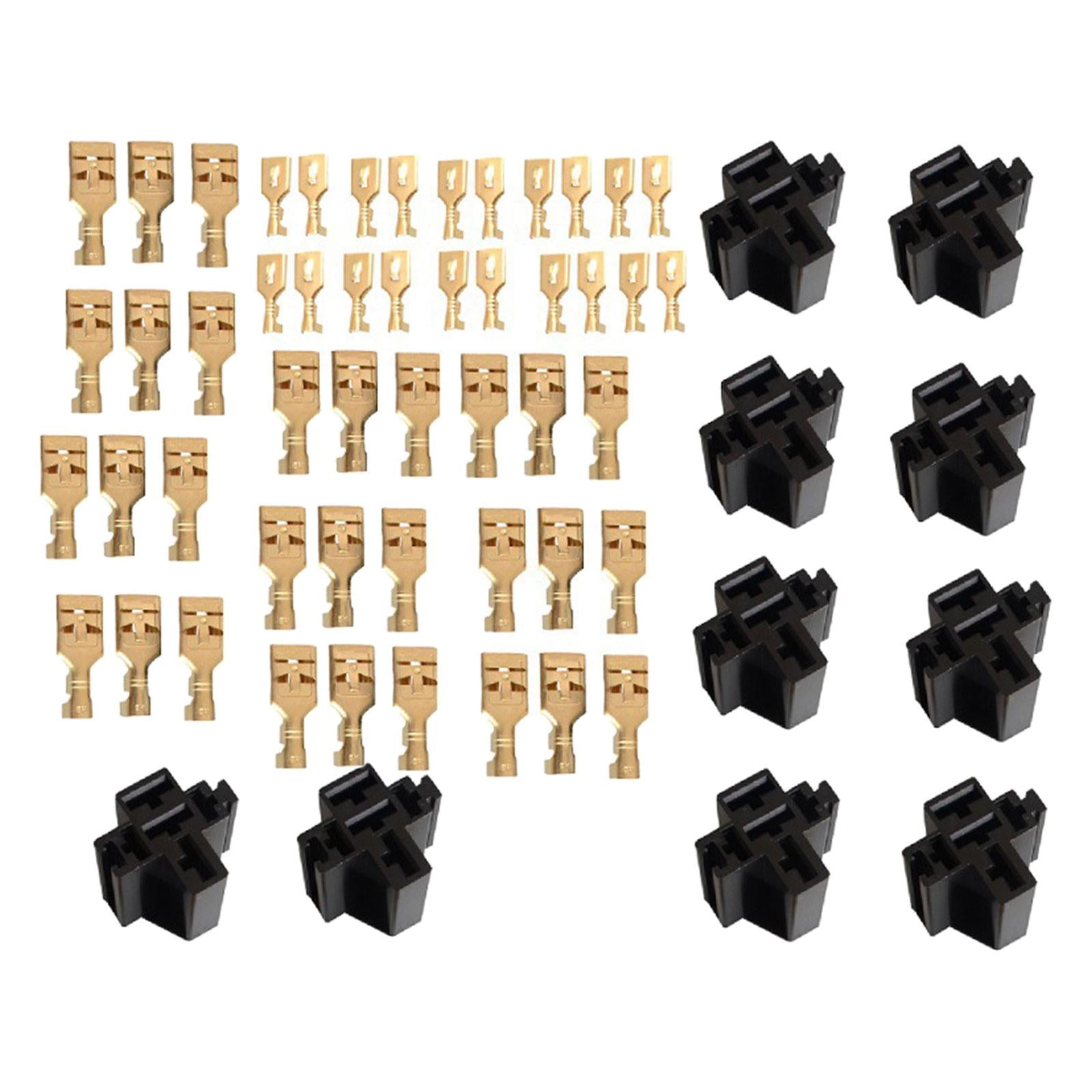 10 Pieces 5 Pin Automotive Relay Socket Connector Holders 80A Replace Parts