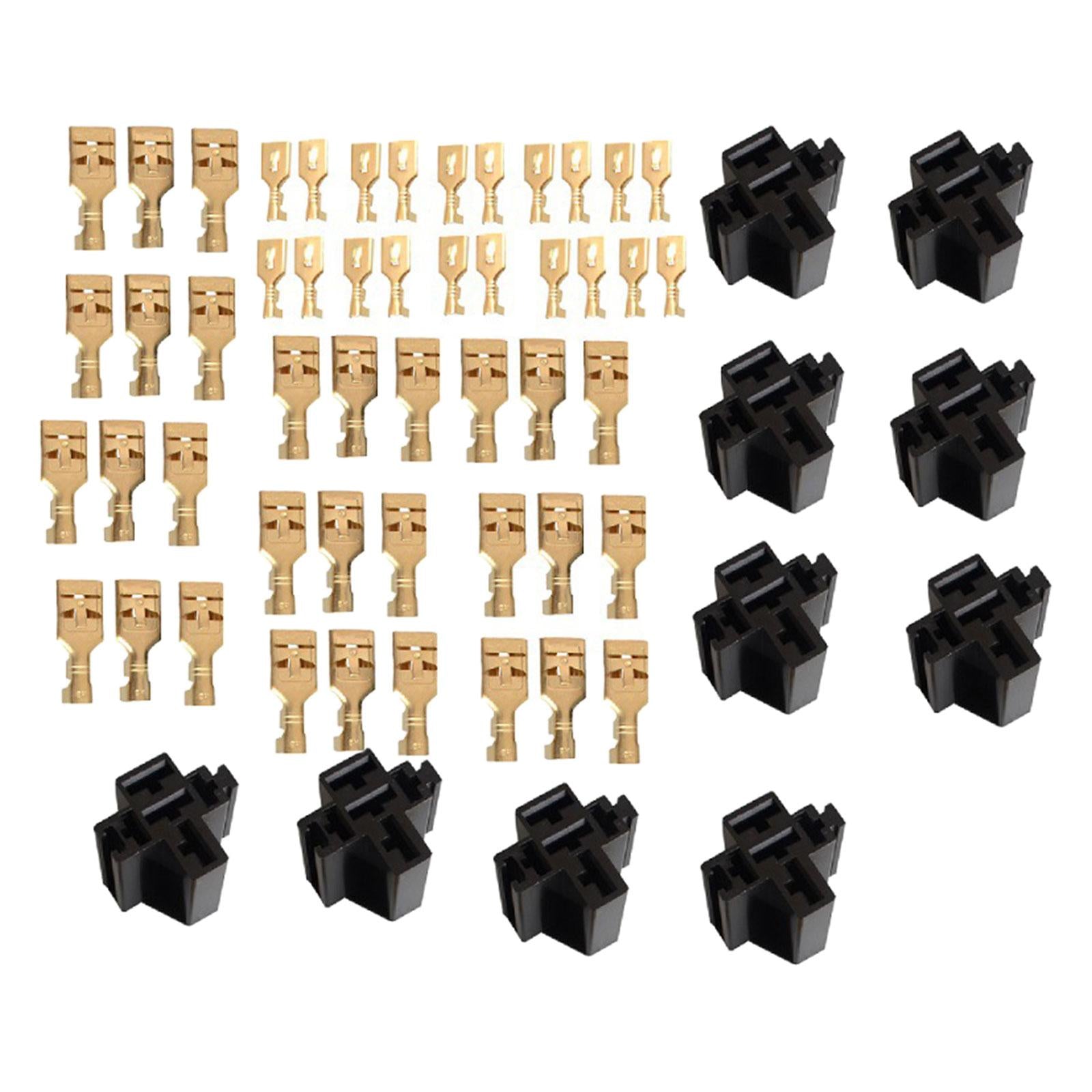 10 Pieces 5 Pin Automotive Relay Socket Connector Holders 80A Replace Parts