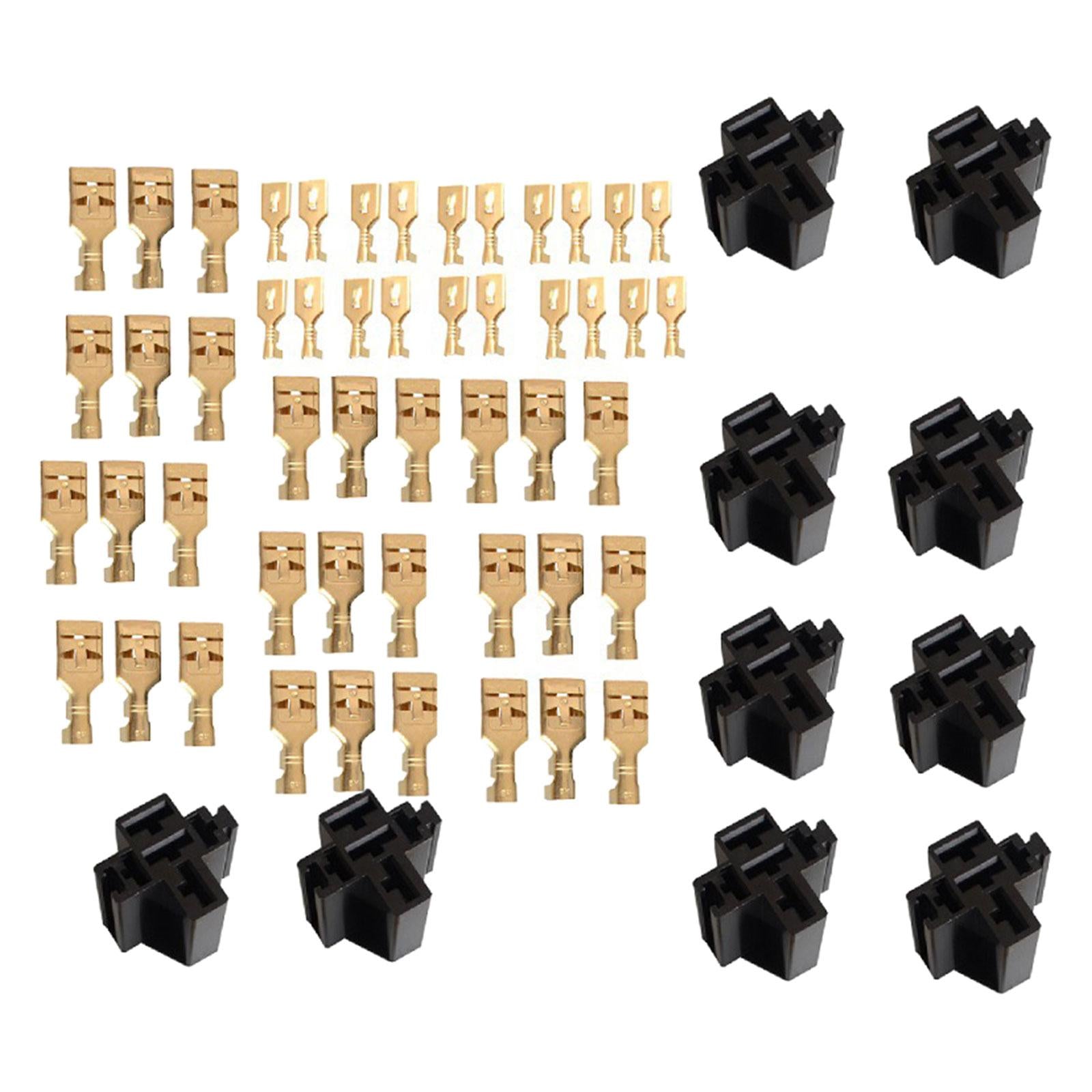 10 Pieces 5 Pin Automotive Relay Socket Connector Holders 80A Replace Parts