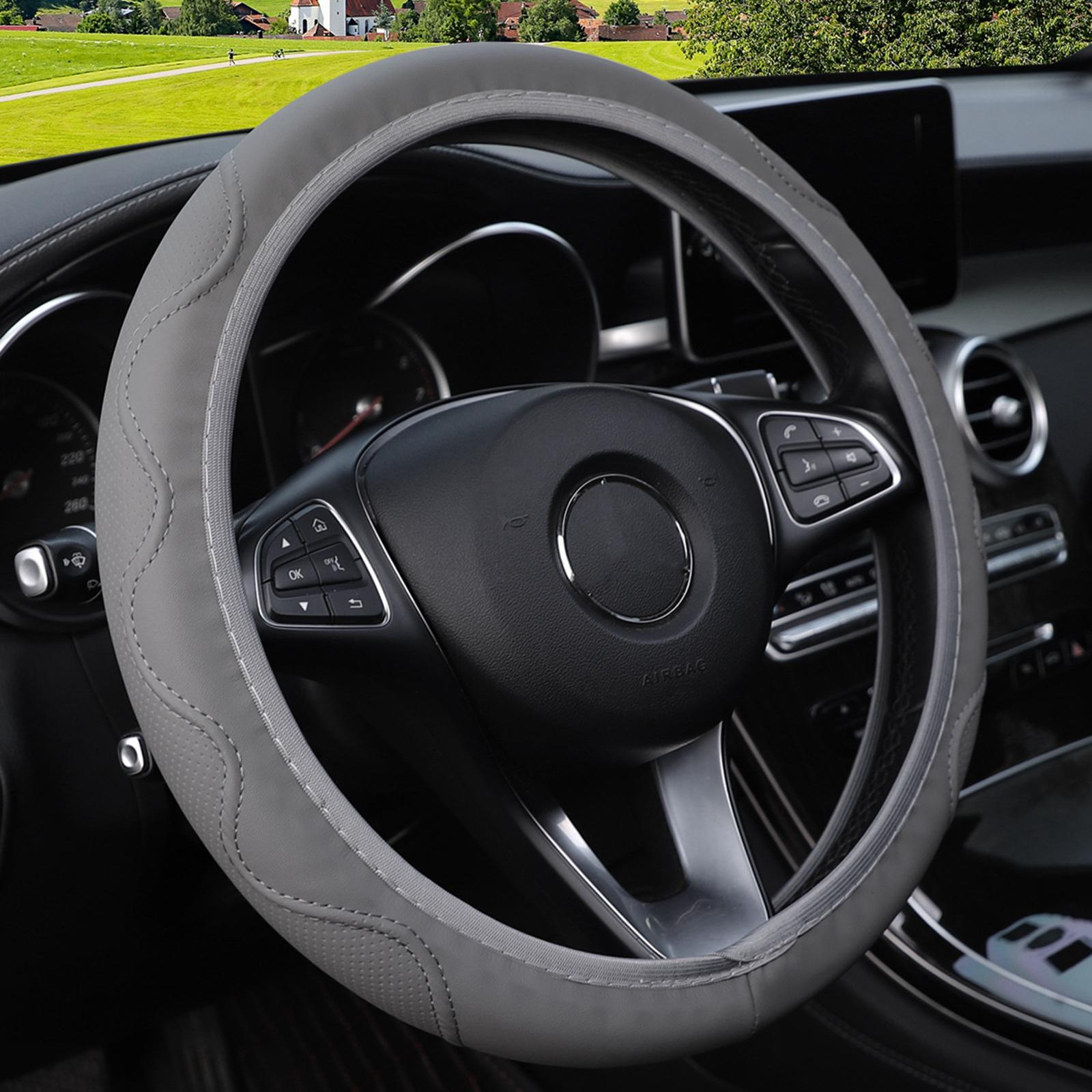 Car Steering Wheel Cover Comfortable to Grip Stylish for Women Men Universal Black