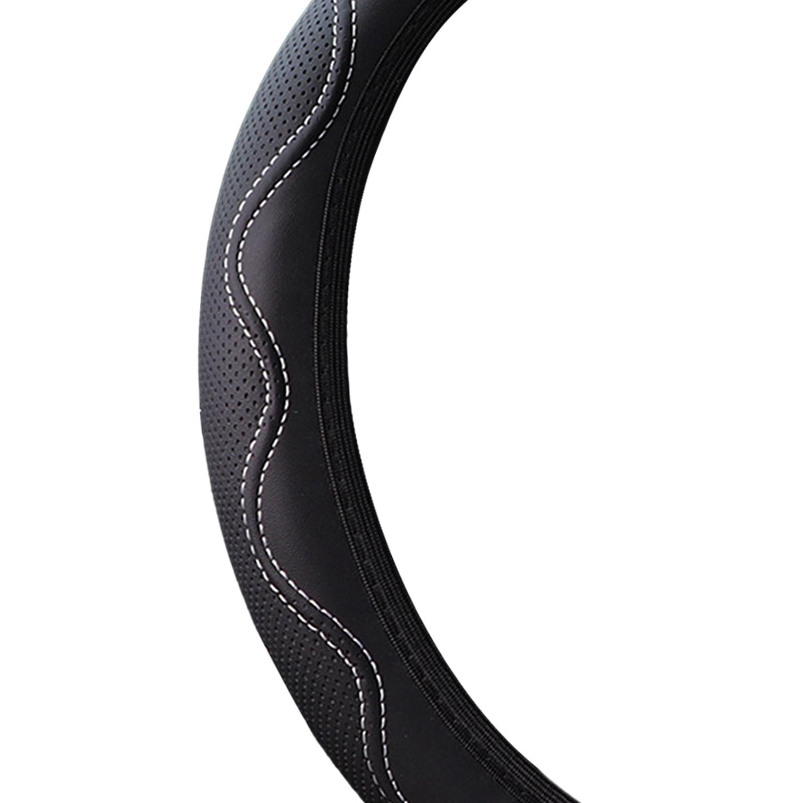 Car Steering Wheel Cover Comfortable to Grip Stylish for Women Men Universal Black White