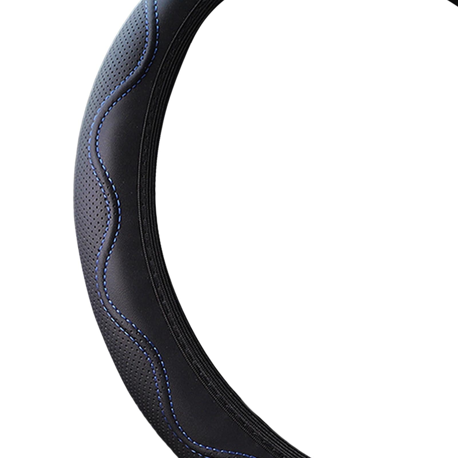 Car Steering Wheel Cover Comfortable to Grip Stylish for Women Men Universal Black Blue