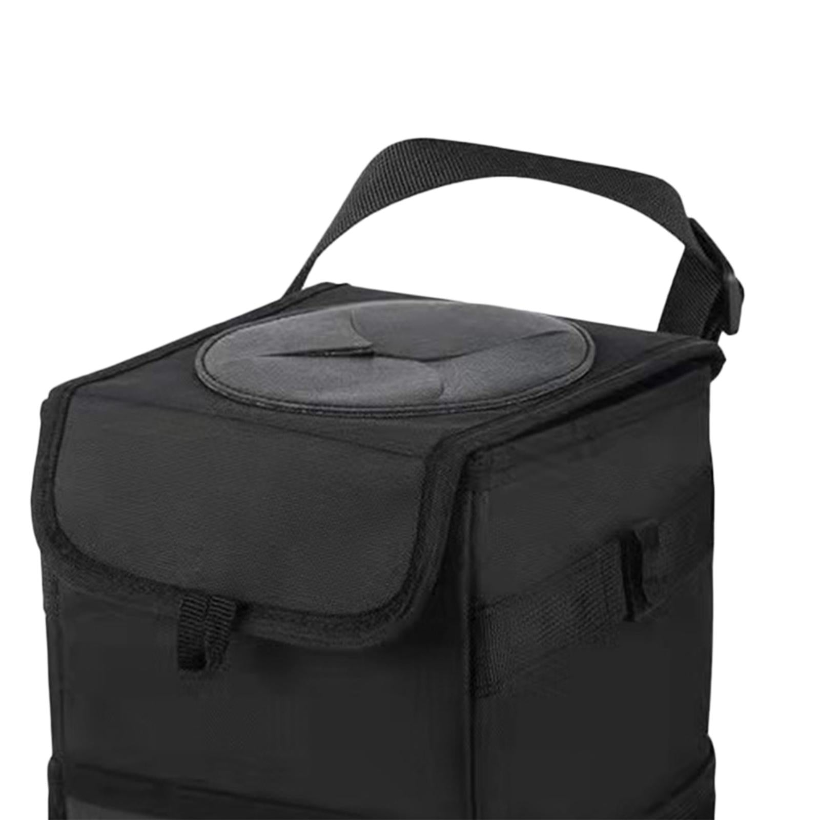Car Trash Can with Lid Foldable Storage Pocket Scratch Resistant Rubbish Bin