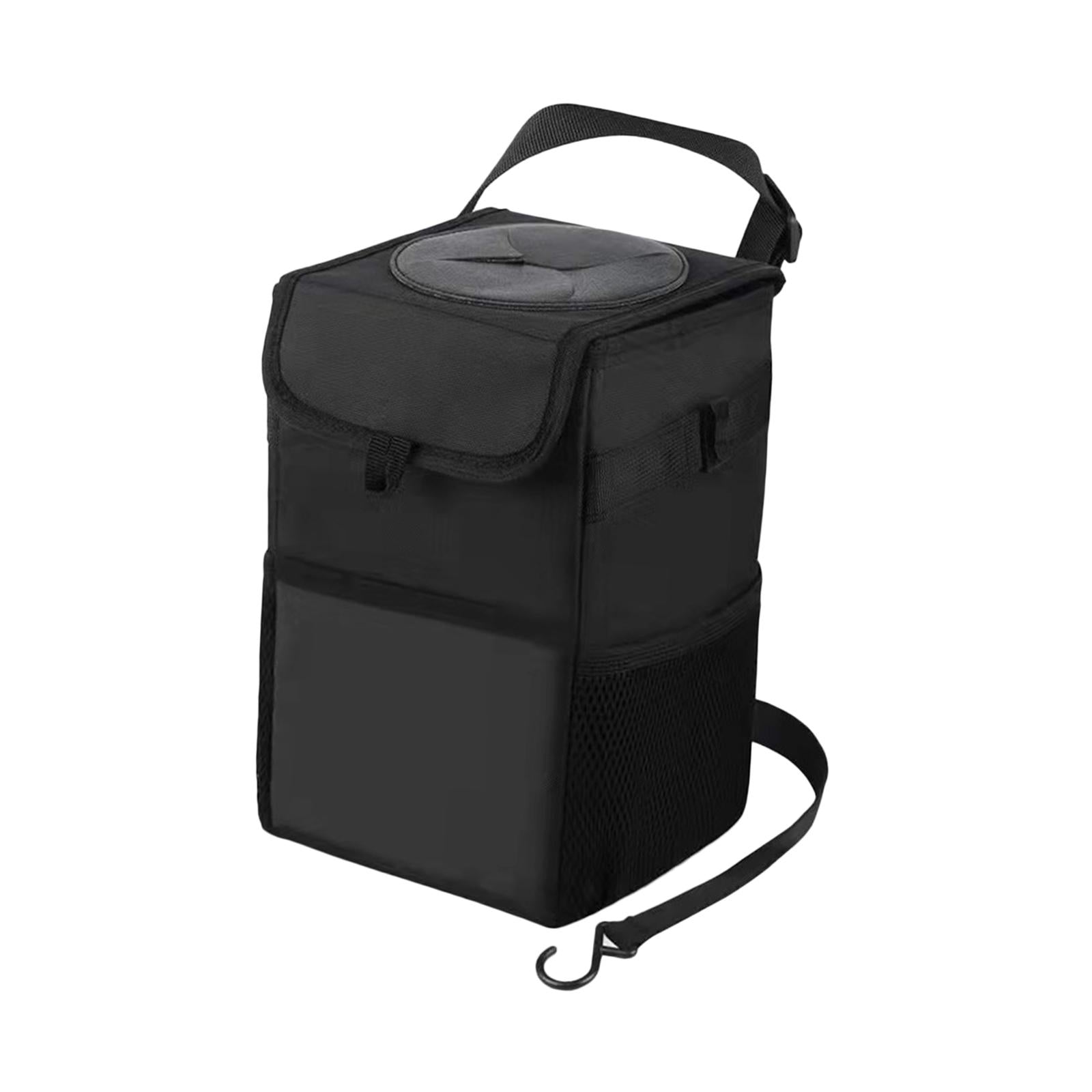 Car Trash Can with Lid Foldable Storage Pocket Scratch Resistant Rubbish Bin