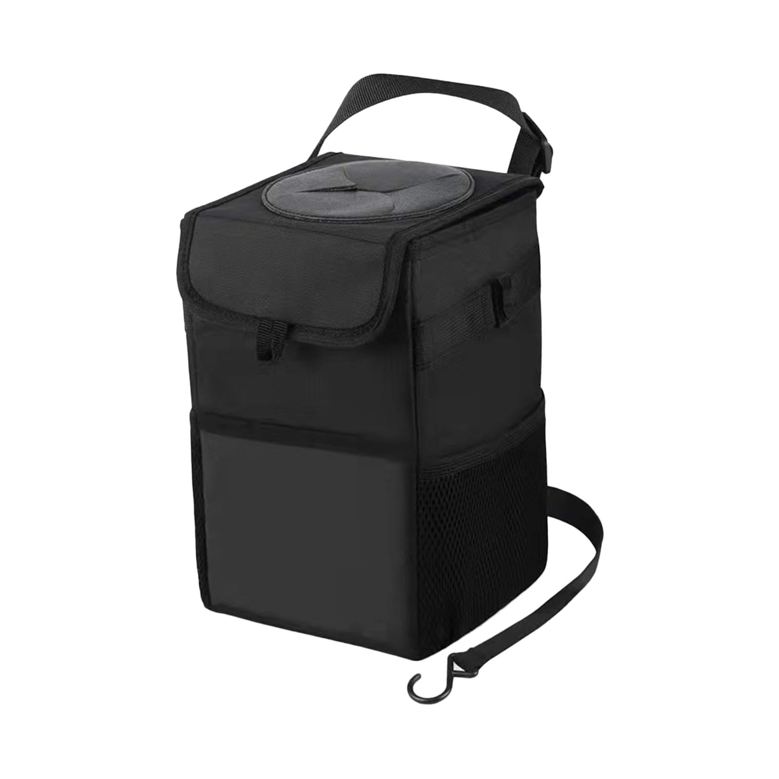 Car Trash Can with Lid Foldable Storage Pocket Scratch Resistant Rubbish Bin