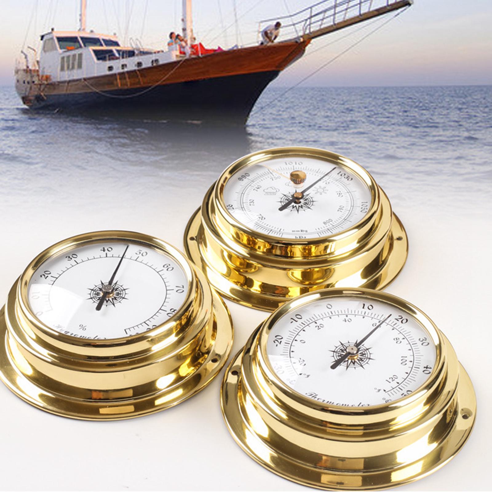 4Pcs Barometers Clock Meter Thermometer Hygrometer Kit for Barn Yachting