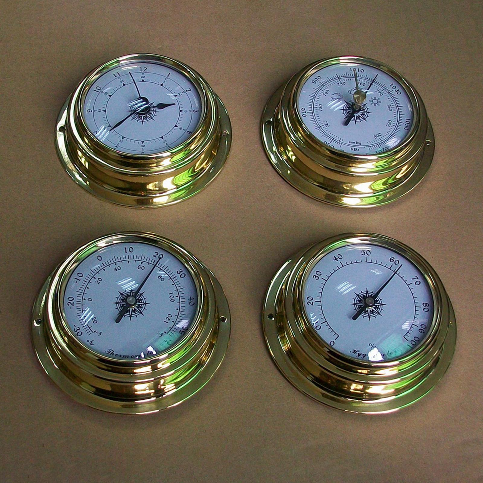 4Pcs Barometers Clock Meter Thermometer Hygrometer Kit for Barn Yachting