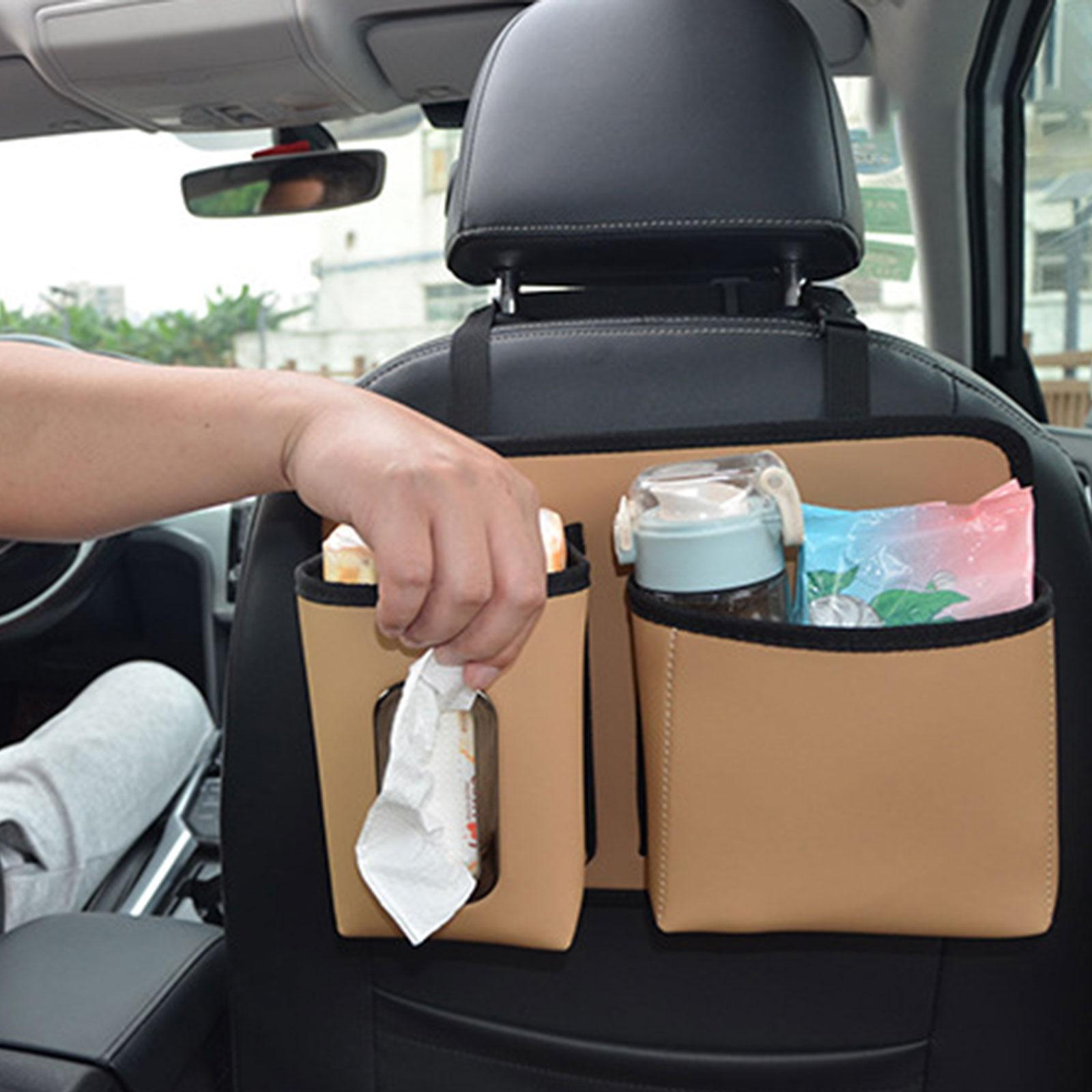 Car Backseat Organizer Hanging Car Back Seat Organizer for Bottles Toys Beige